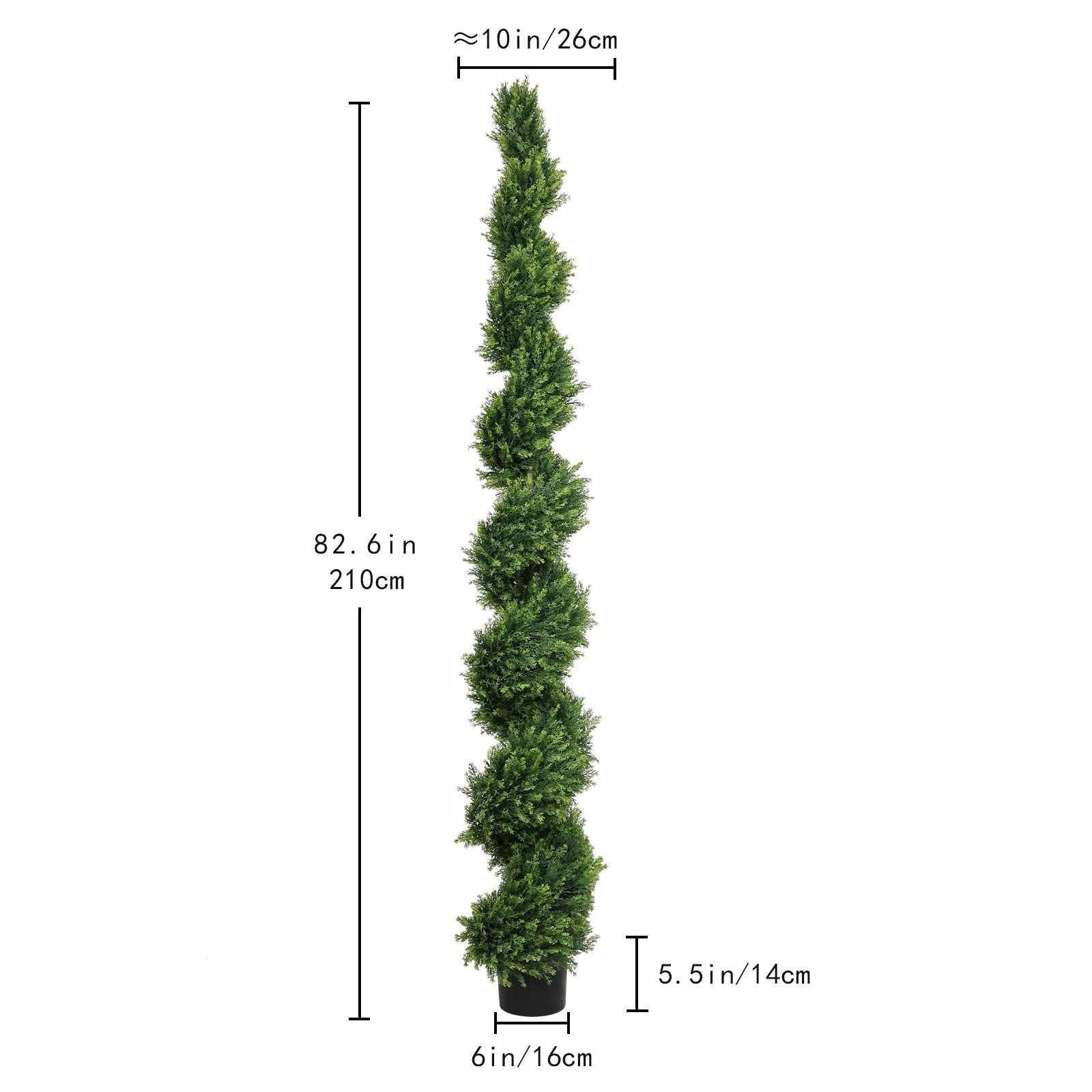 7FT Tall Artificial Two-Tone Cypress Pine Tree – Realistic Lifelike Faux Greenery with Natural Dual Color Leaves for Indoor Outdoor Home Office Decoration, Potted Fake Tree, 1pc/set