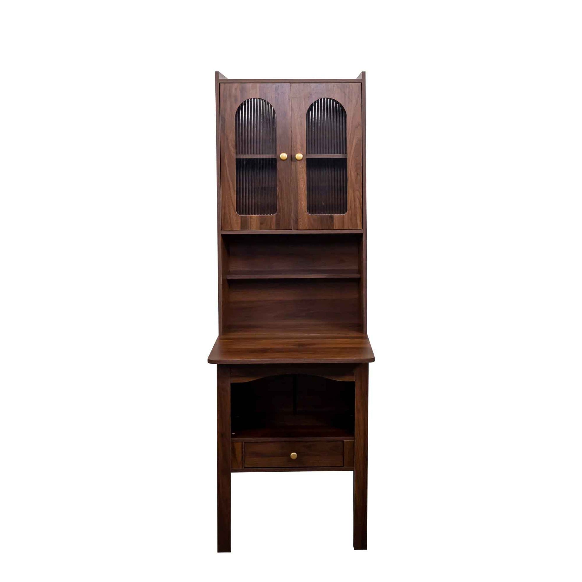 Fold-Out Convertible Writing Table,  Desk Cabinet with shelf and drawer Multi-Function Home Office Workstation