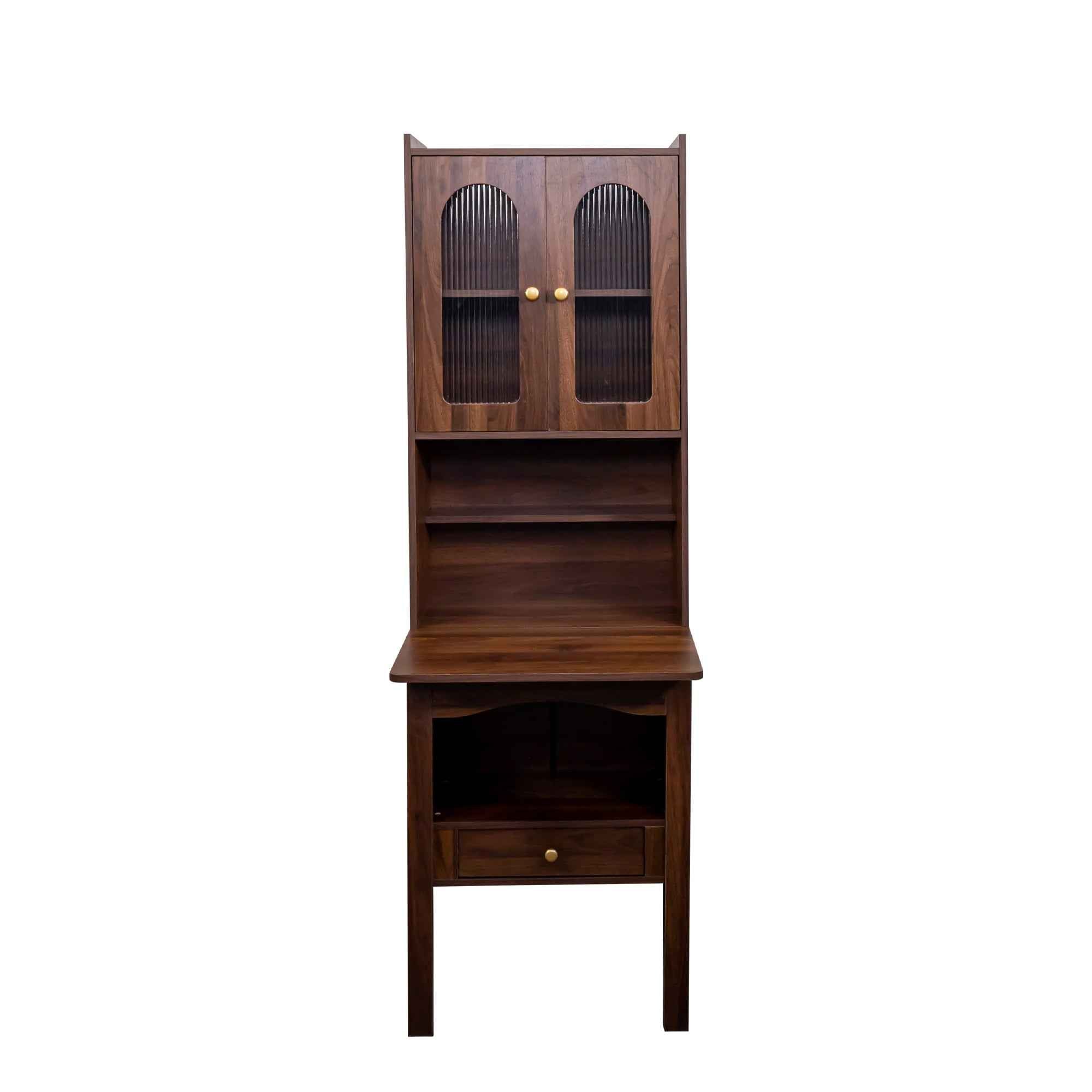 Fold-Out Convertible Writing Table,  Desk Cabinet with shelf and drawer Multi-Function Home Office Workstation