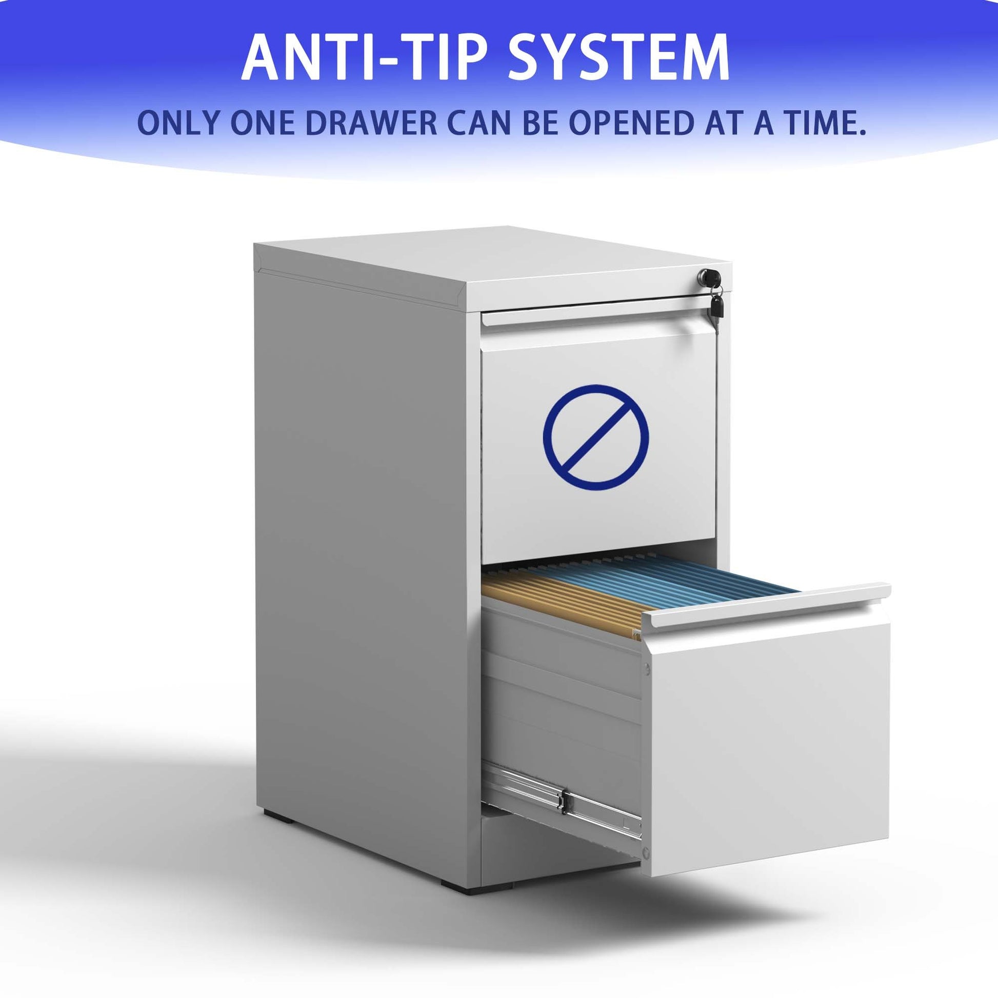 2 Drawer Metal Vertical File Cabinet with Lock Office Home Steel Vertical File Cabinet for A4 Legal/Letter Size - Abrihome