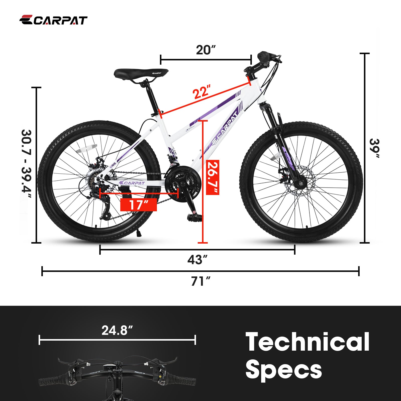 S26103 26 inch Mountain Bike for Teenagers Girls Women Shimano 21 Spe