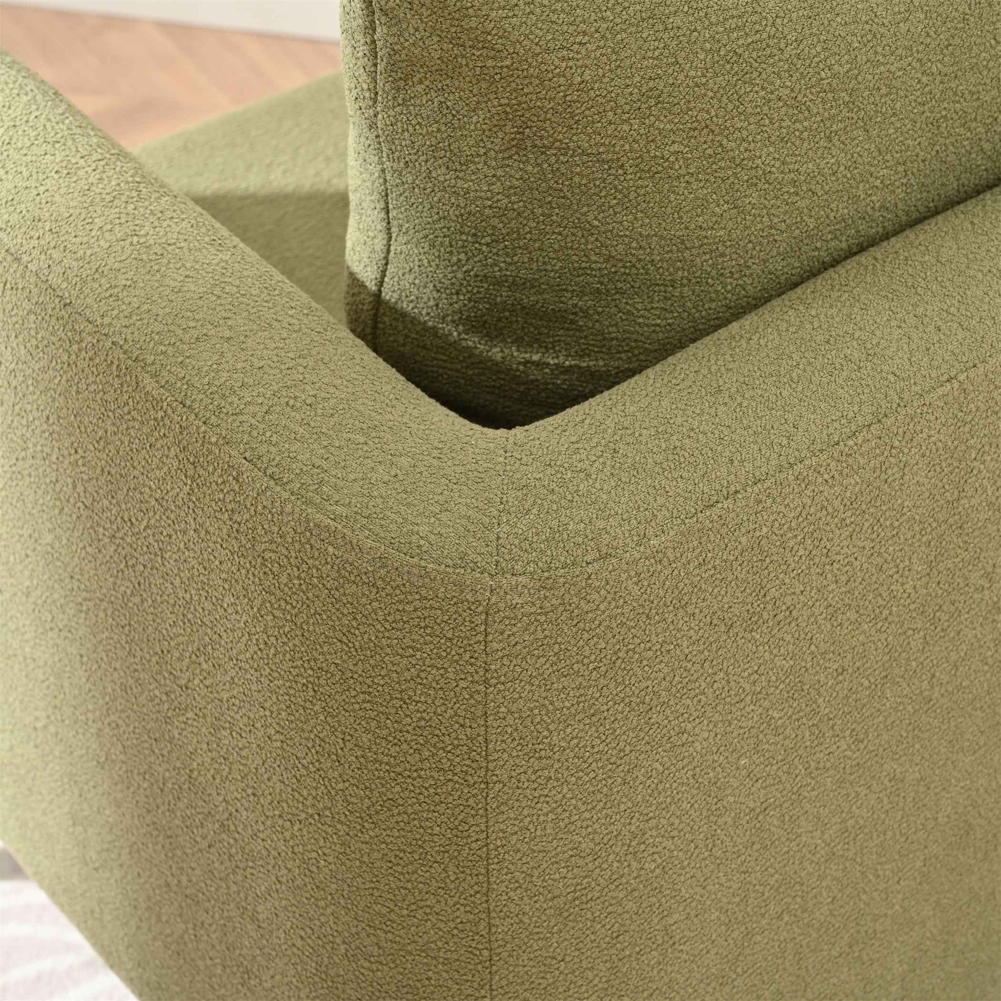 Modern Fabric Accent Chair, Upholstered Armchair for Living Room, Mid Century Fabric Lounge Chair w/Pillow, Comfortable Reading Chair with Wood Legs for Living Room, Bedroom, Reception Room (Olive)