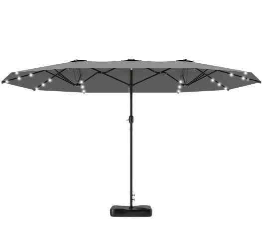 Easy to Use Double-Sided Parasol with Base,Patio Parasol with LED Solar Lights,Parasol Double-Sided Sun Umbrella