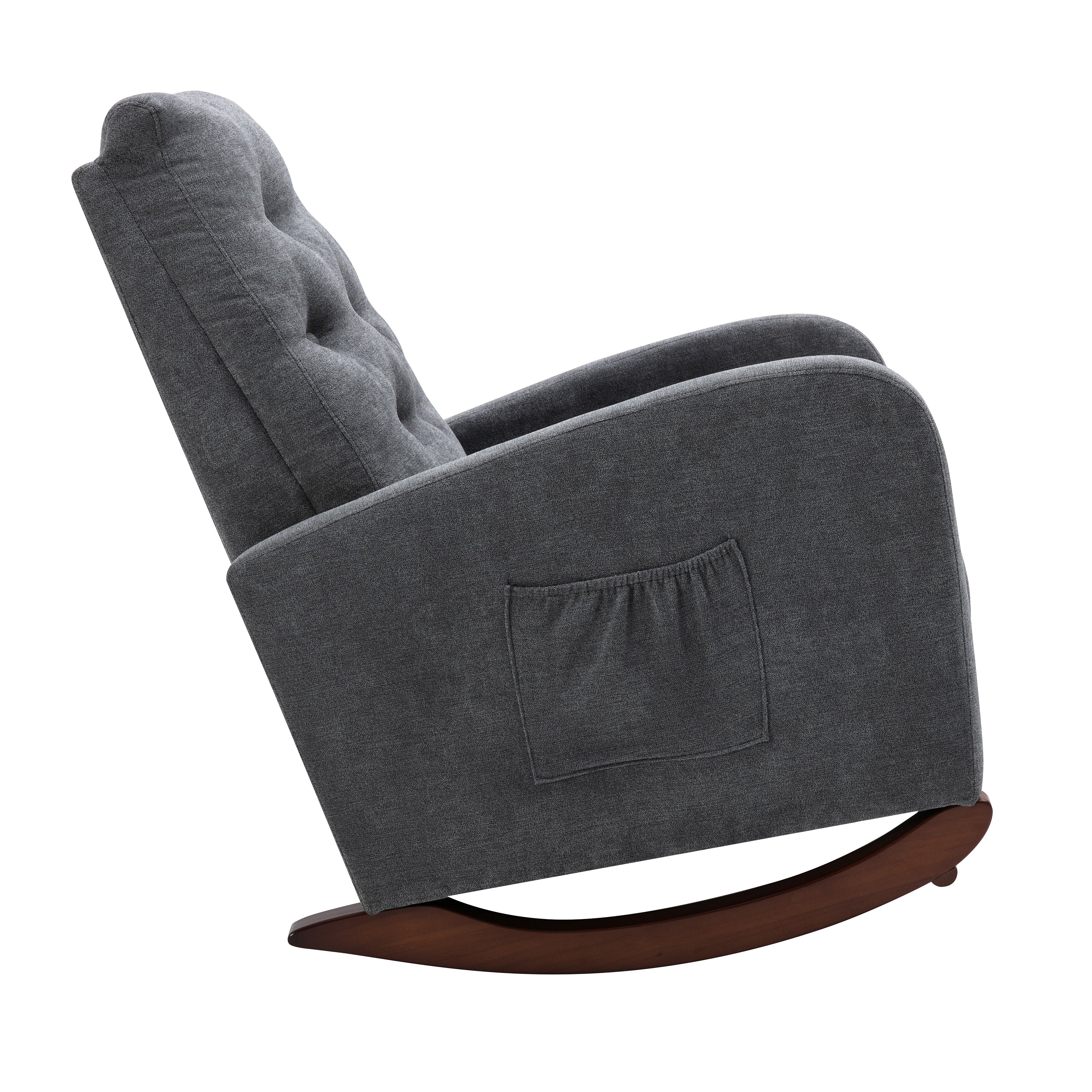 Baby Room High Back Rocking Chair Nursery Chair , Comfortable Rocker Fabric Padded Seat ,Modern High Back Armchair