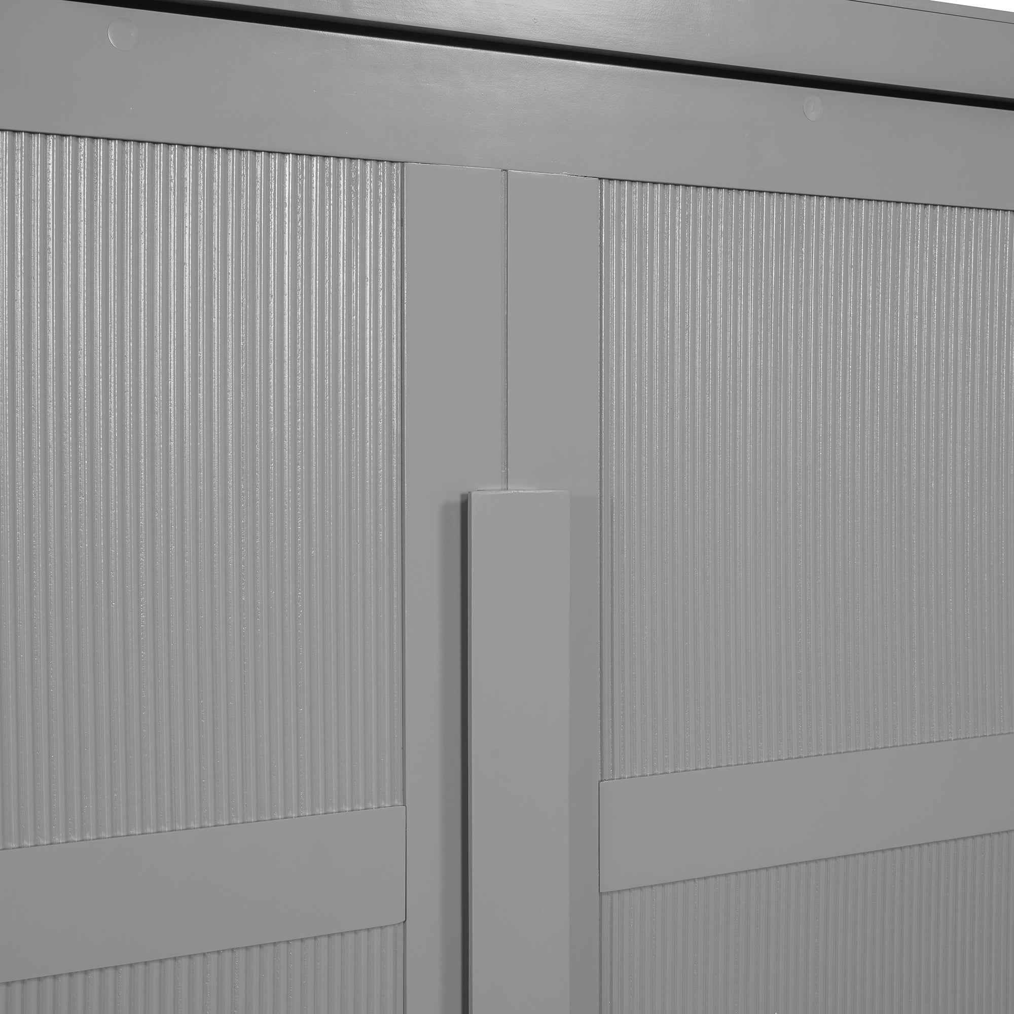 Queen Size Murphy Bed Wall Bed Modern design with LED Lights,Gray