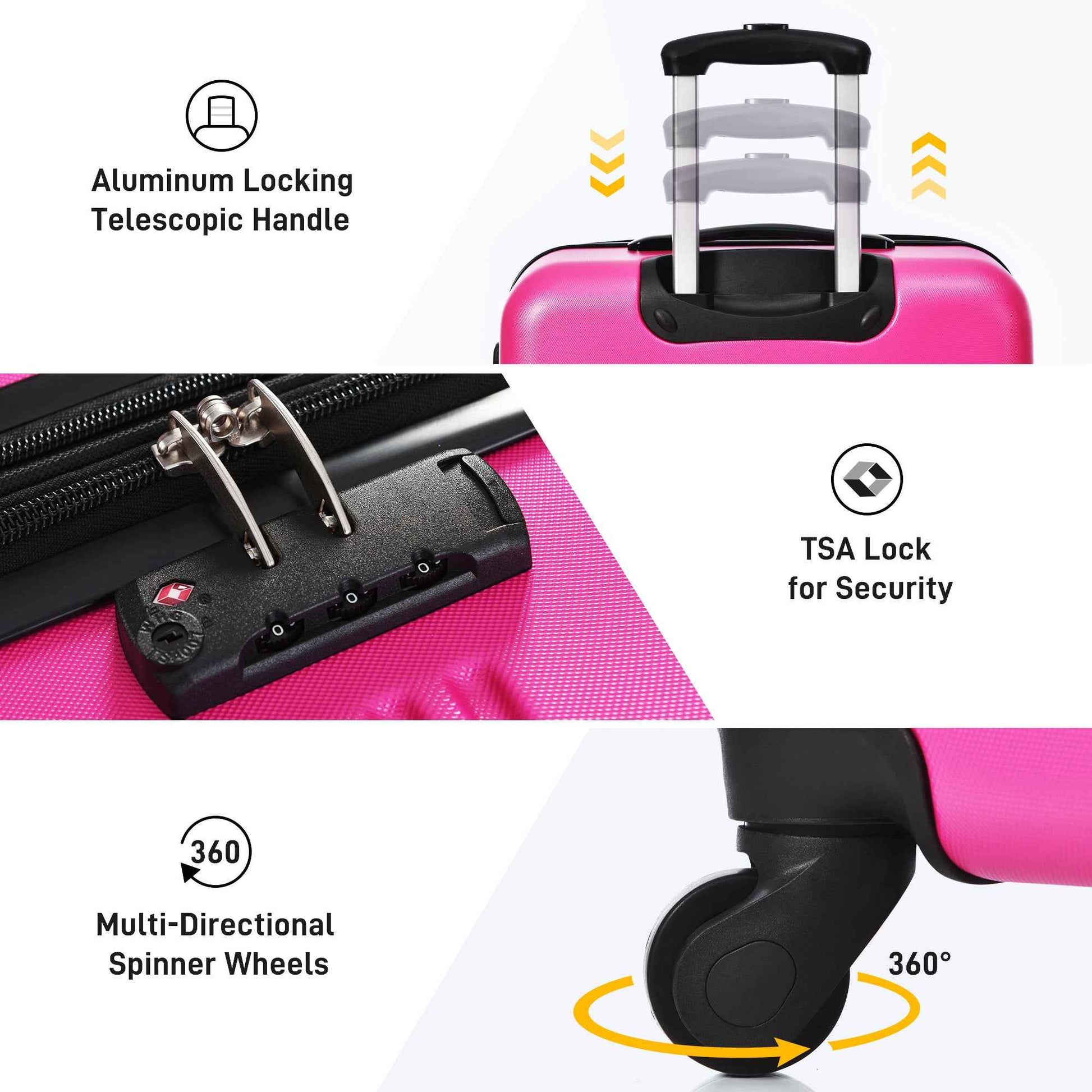 Hardshell Luggage Sets 2Pcs + Bag Spinner Suitcase with TSA Lock Lightweight 20' + 28'