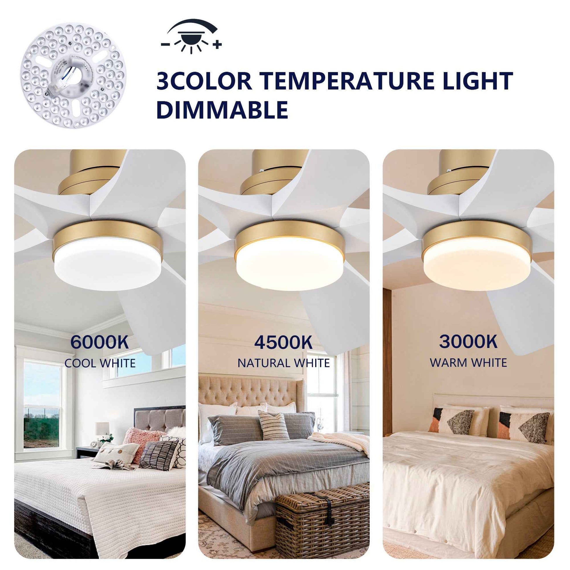 Hot sales 42 Inch Indoor Ceiling Fan With Dimmable LED Light 5 Solid Wood Blades Remote Control Reversible DC Motor