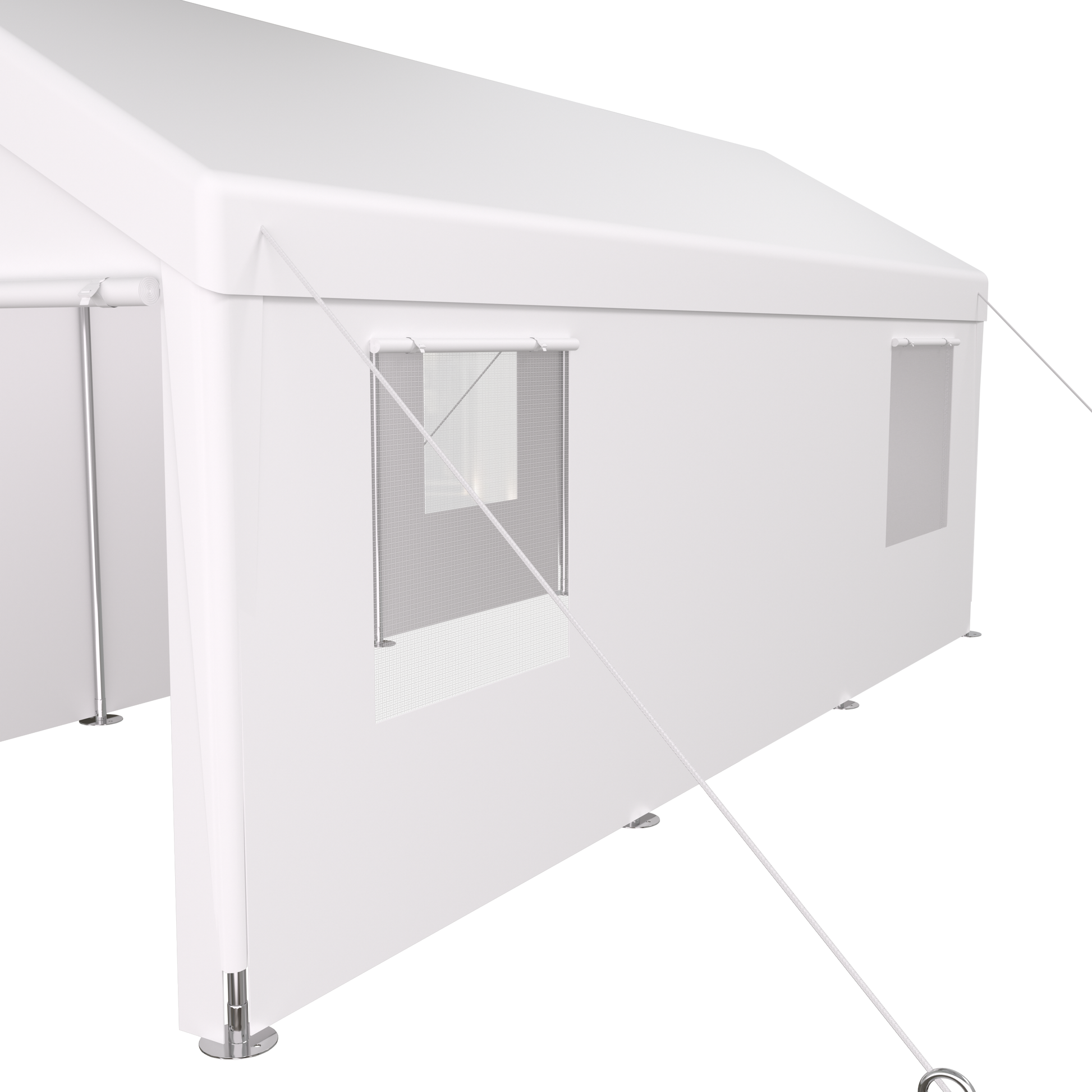 Carport 12' x 20' Portable Garage, Heavy Duty Car Port Canopy with 2 Roll-up Doors & 4 Ventilated Windows for Car, Truck, Boat, Garden Tools,white