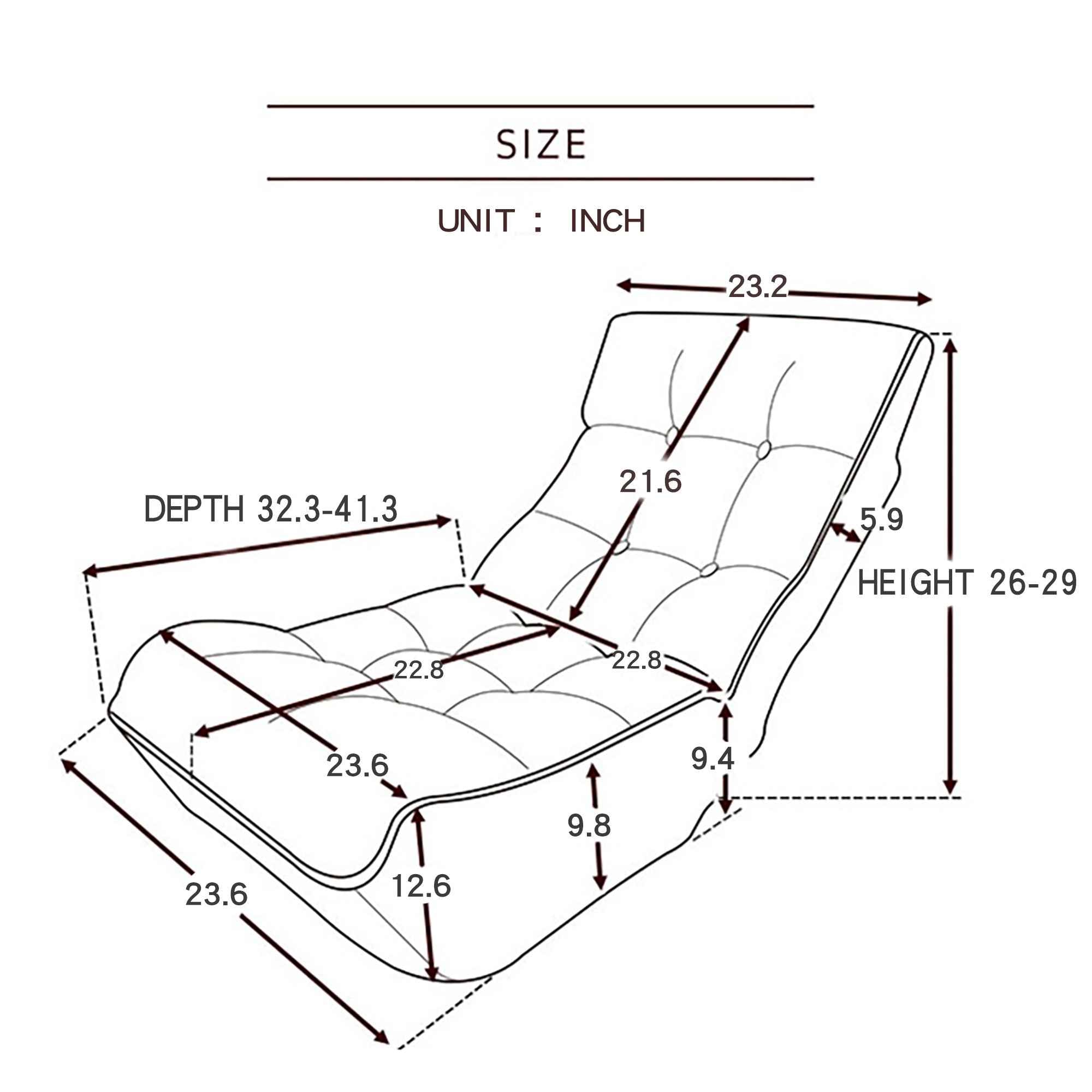 Adjustable Gray Metal Reclining Chair for Living Room and Balcony