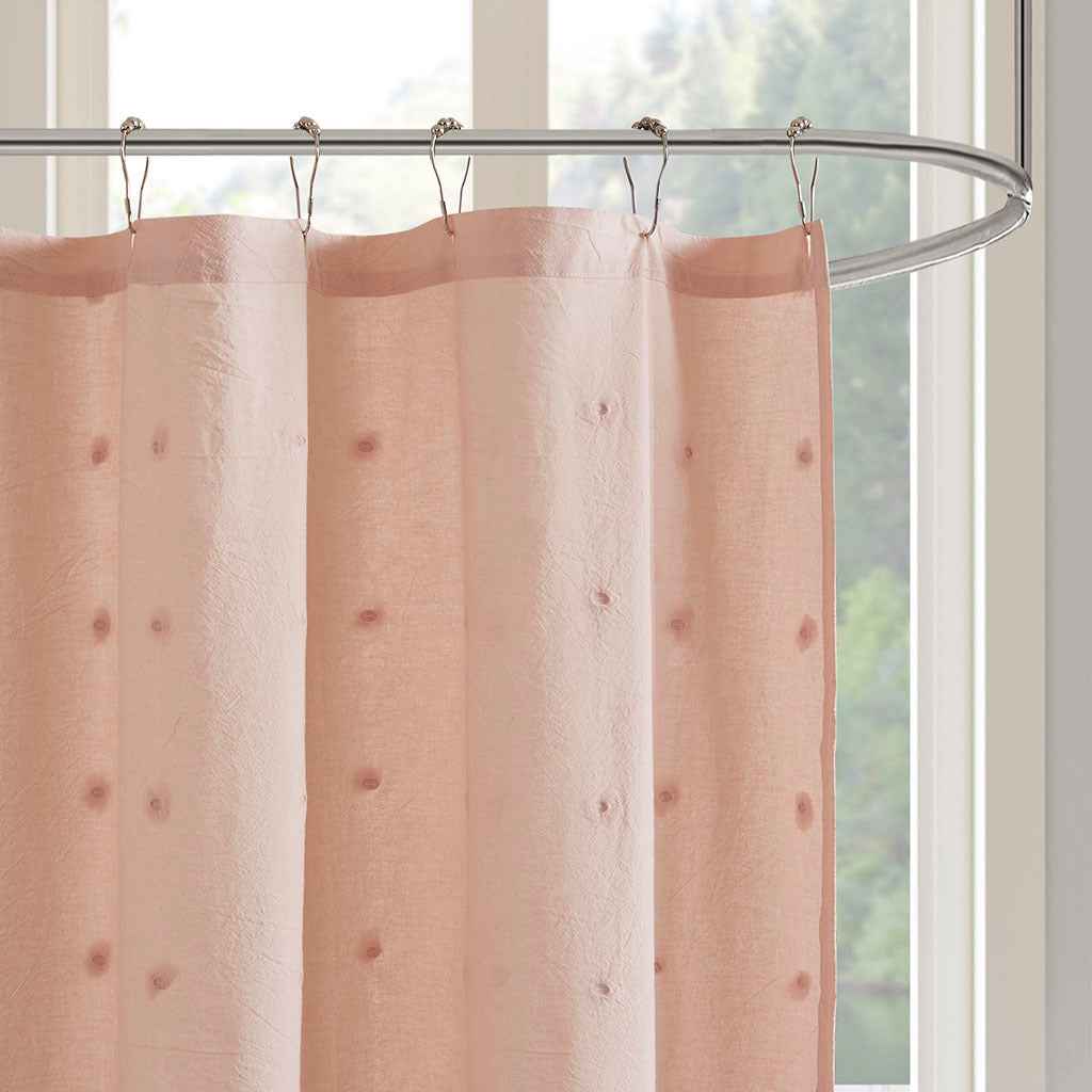 Brooklyn Cotton Jacquard Pom Pom Shower Curtain
