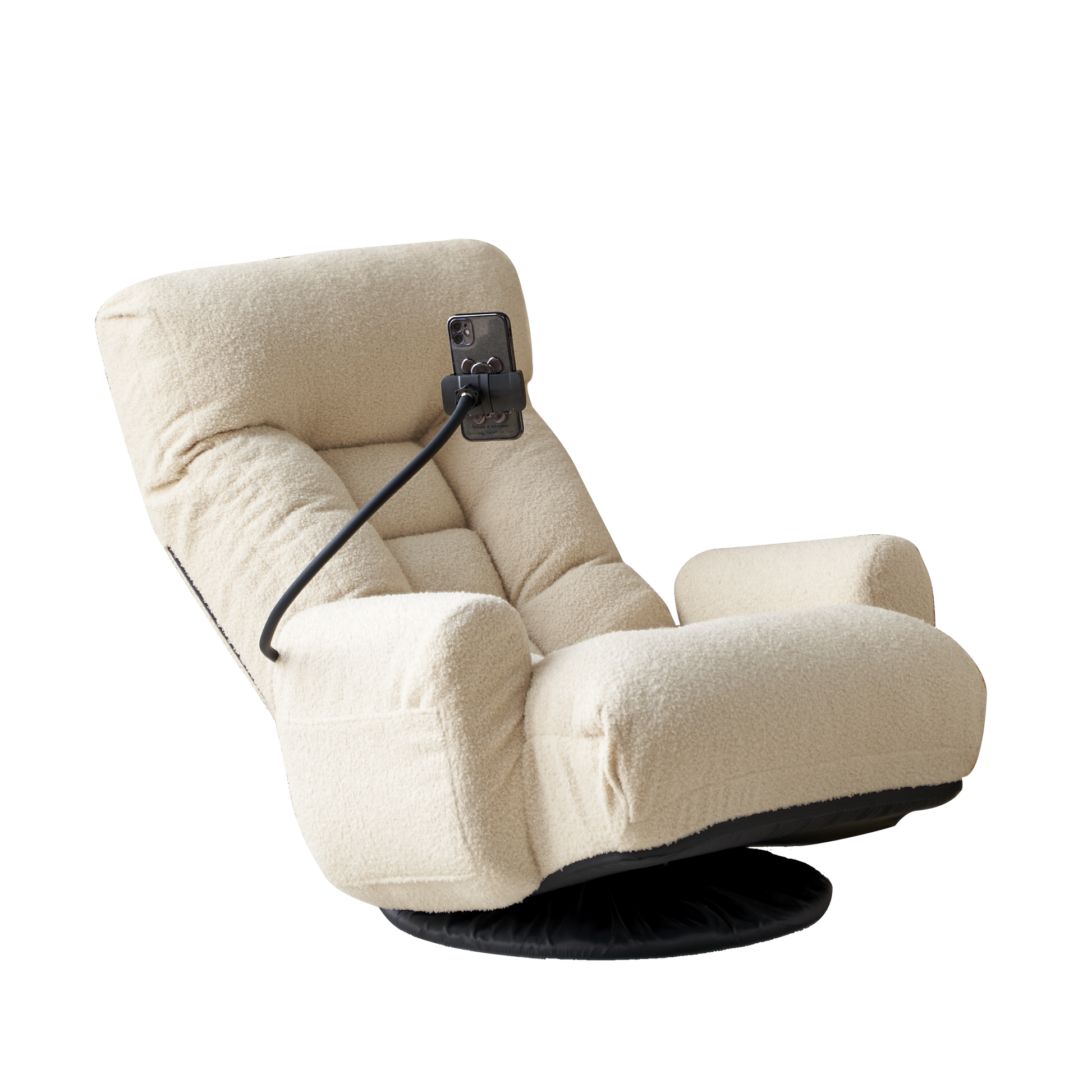 Adjustable Beige Swivel Lounge Chair with 360-Degree Rotating Seat and Headrest Support, Leisure Chair Deck Chair - Game Chair for Living Room