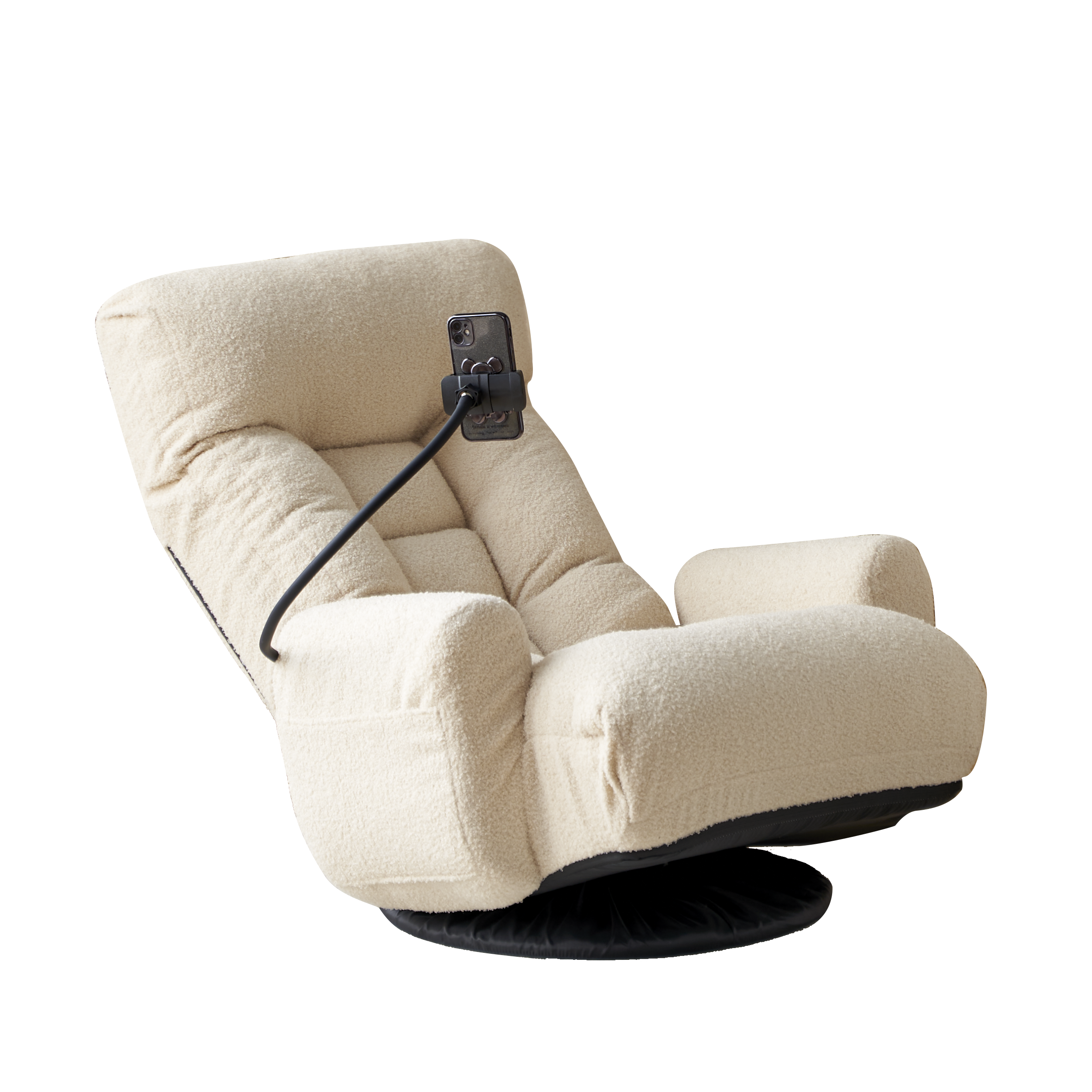 Adjustable Beige Swivel Lounge Chair with 360-Degree Rotating Seat and Headrest Support, Leisure Chair Deck Chair - Game Chair for Living Room