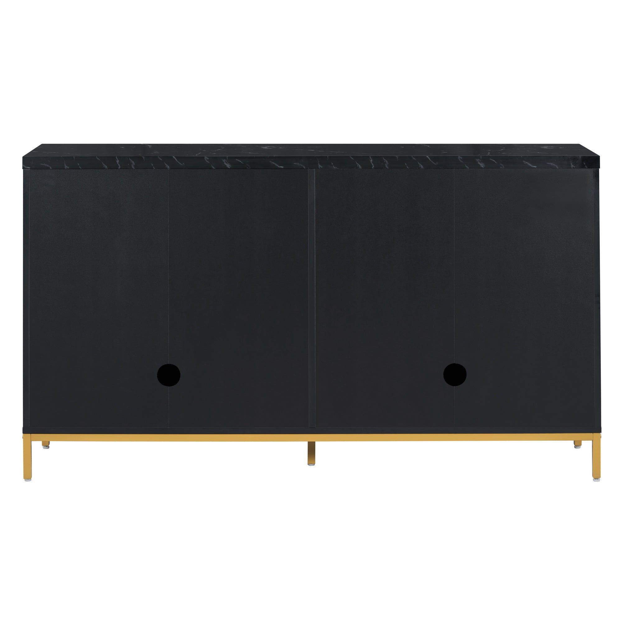 TREXM Modern Sideboard with Extra Large Storage Space with Metal Handles and Support Legs for Living Room and Dining Room (Black)