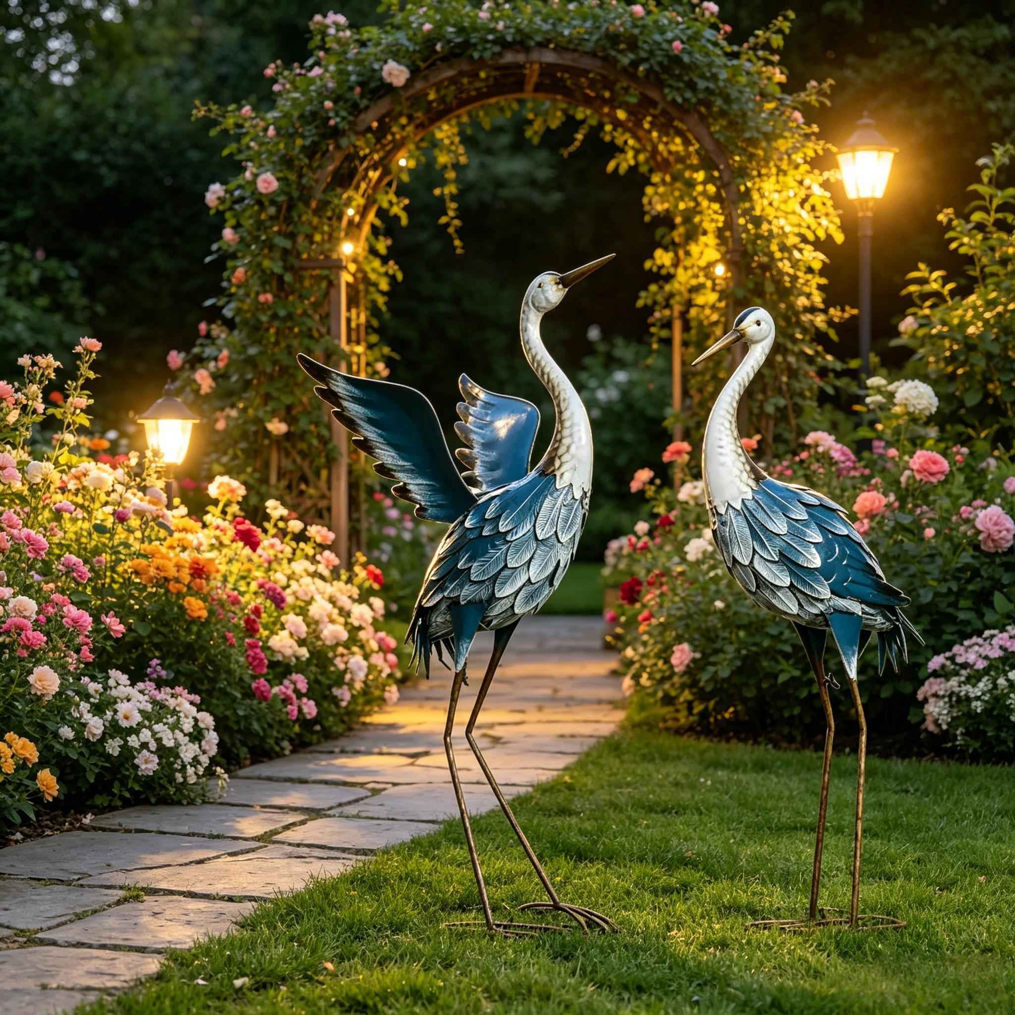 Heron Backyard Statue,Garden Sculpture,Graceful Outdoor Decoration