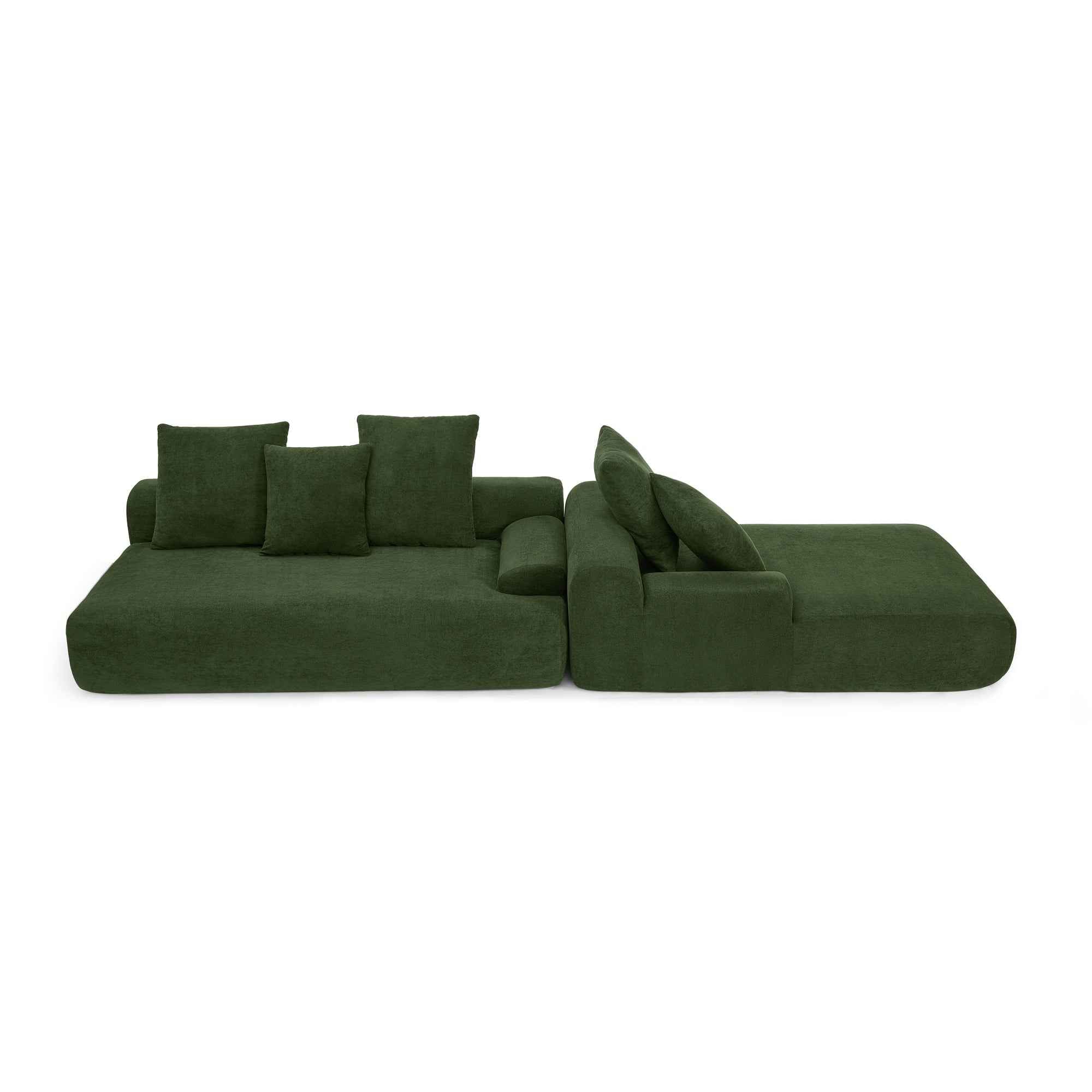 110.25x67'' Modern Upholstered L-Shape Sectional Sofa Couch, Modular Compressed Sofa with Free Combination for Living Room Bedroom, Melange Velvet, Green