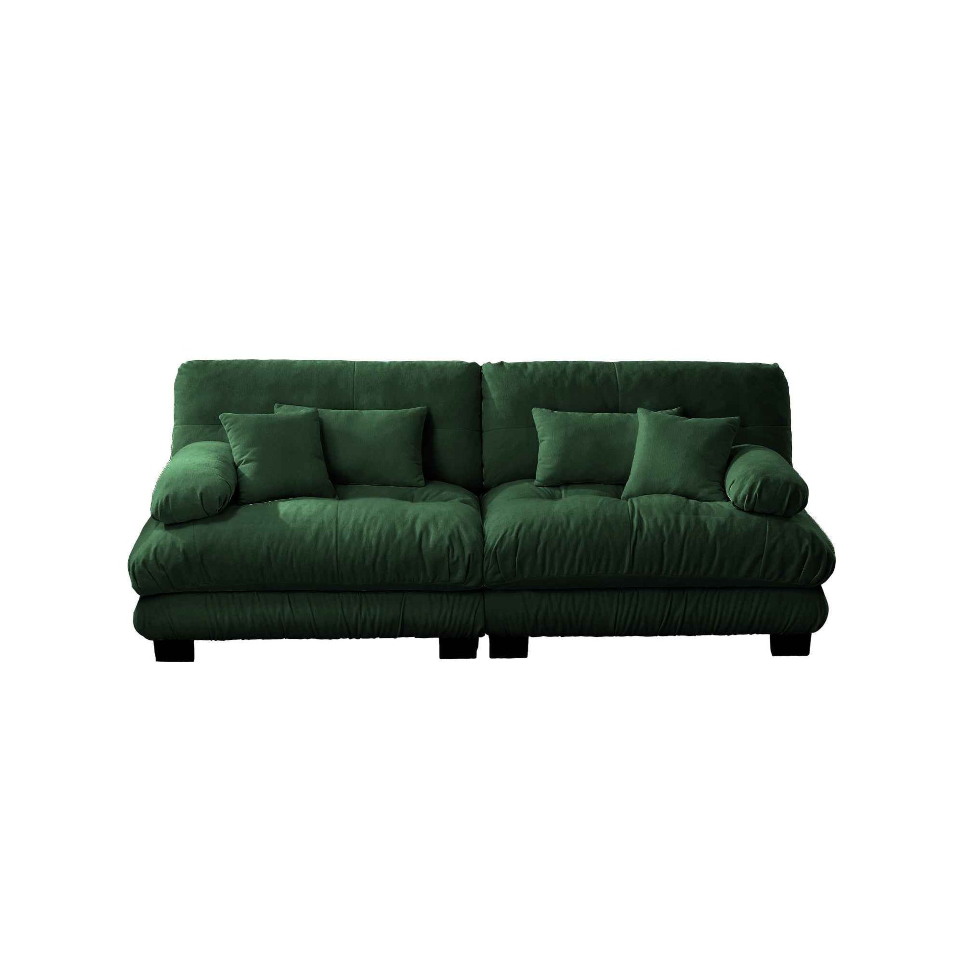 Cloud Couch 2 Seater Sofa for Living Room, Chenille 2 - Seat sofa with 2 Lumbar pillows and 2 throw pillows,Chenille Green