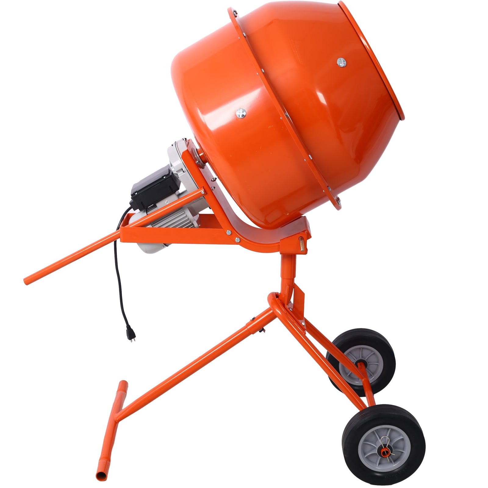 370W Portable Electric Concrete Mixer Cement Mixing Barrow Machine Mixing Mortar Handle with Wheel (4.6 cu/ft.)