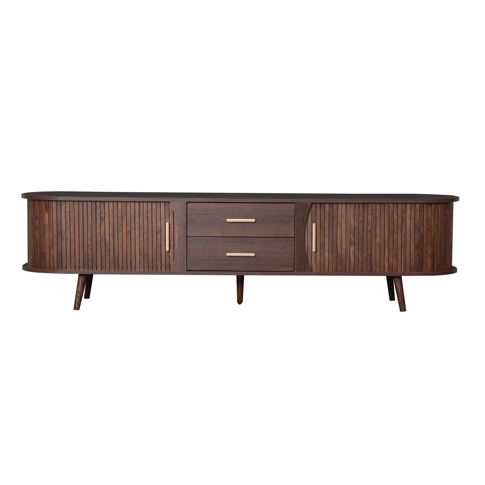Mid-Century Modern TV Stand for 80' TV, Entertainment Center with Storage for Living Room, Bedroom, Media Console Table with 2 Drawers - Abrihome