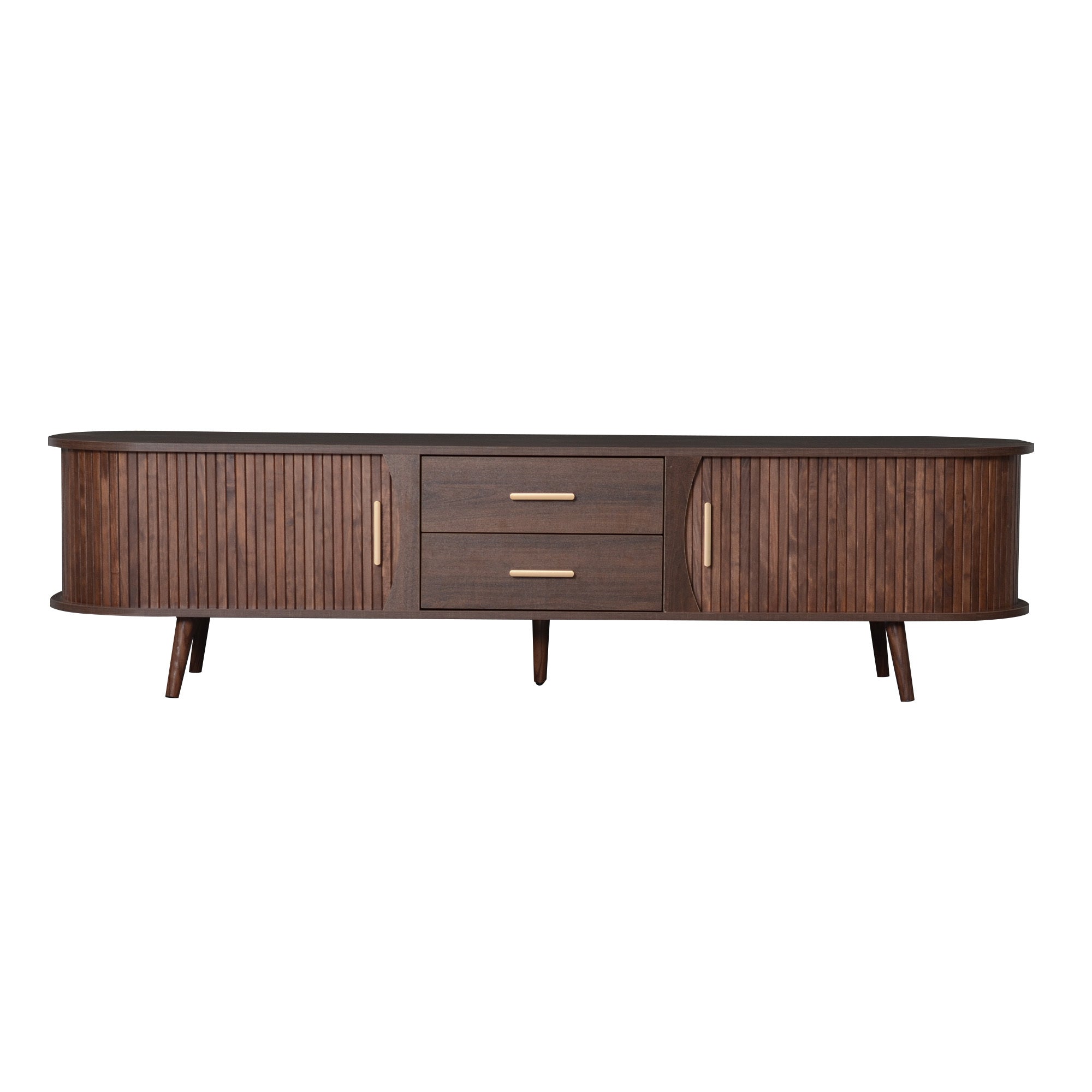 Mid-Century Modern TV Stand for 80' TV, Entertainment Center with Storage for Living Room, Bedroom, Media Console Table with 2 Drawers - Abrihome