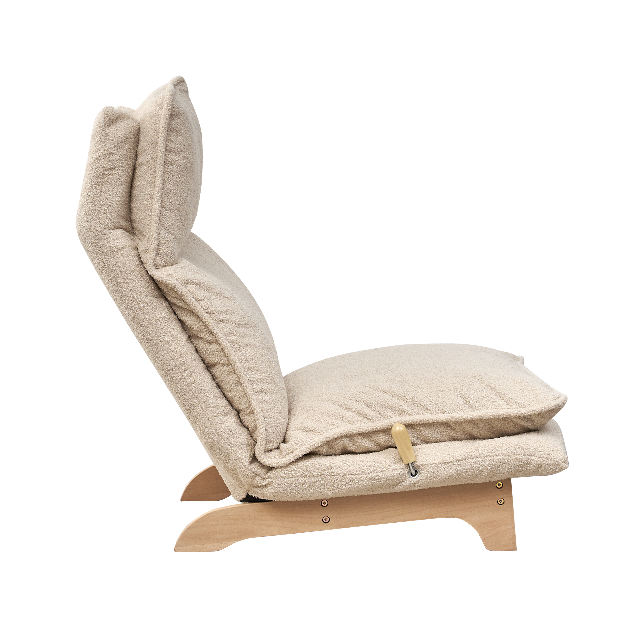 Foldable Metal Frame - Beige Reclining Single Sofa Chair for Bedroom or Balcony - Lazy Leisure Lounge Chair