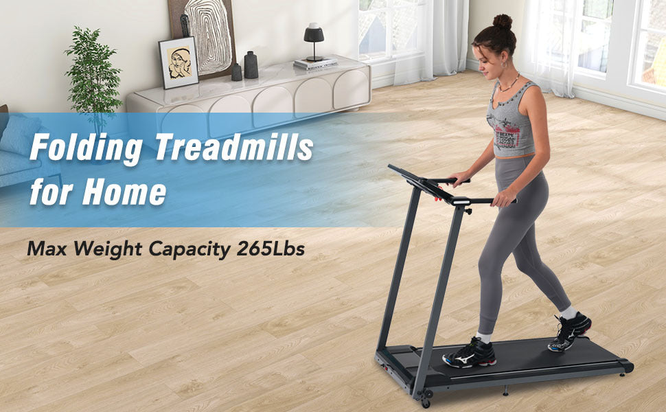 NEW Folding Treadmills Walking Pad Treadmill for Home Office -2.5HP Walking Treadmill With Incline 0.5-7.5MPH 265LBS Capacity Treadmill for Walking Running - Abrihome