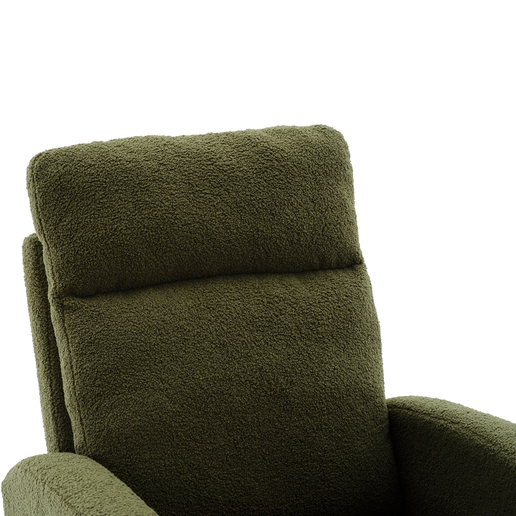 Modern Accent Rocking Chair Rocking Chair with Solid Wood Legs, Upholstered Nursery Glider Rocker, Comfy Armchair with Side Pocket, Living Room Lounge Arm Chair with High Backrest (Dark green,teddy)