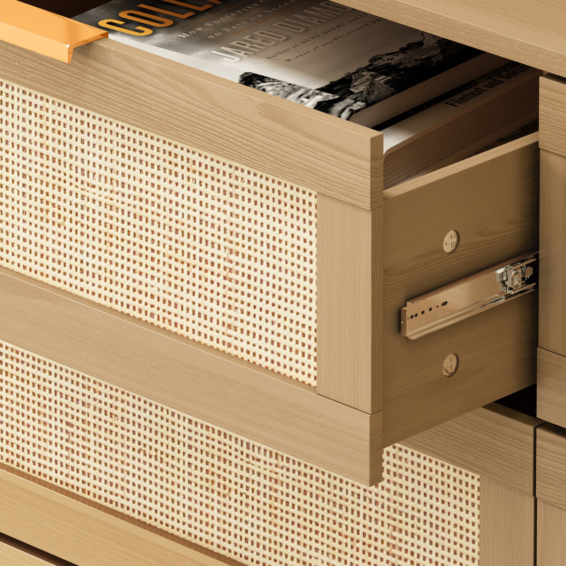 6 drawers Rattan dresser Rattan Drawer, Bedroom,Living Room - Abrihome