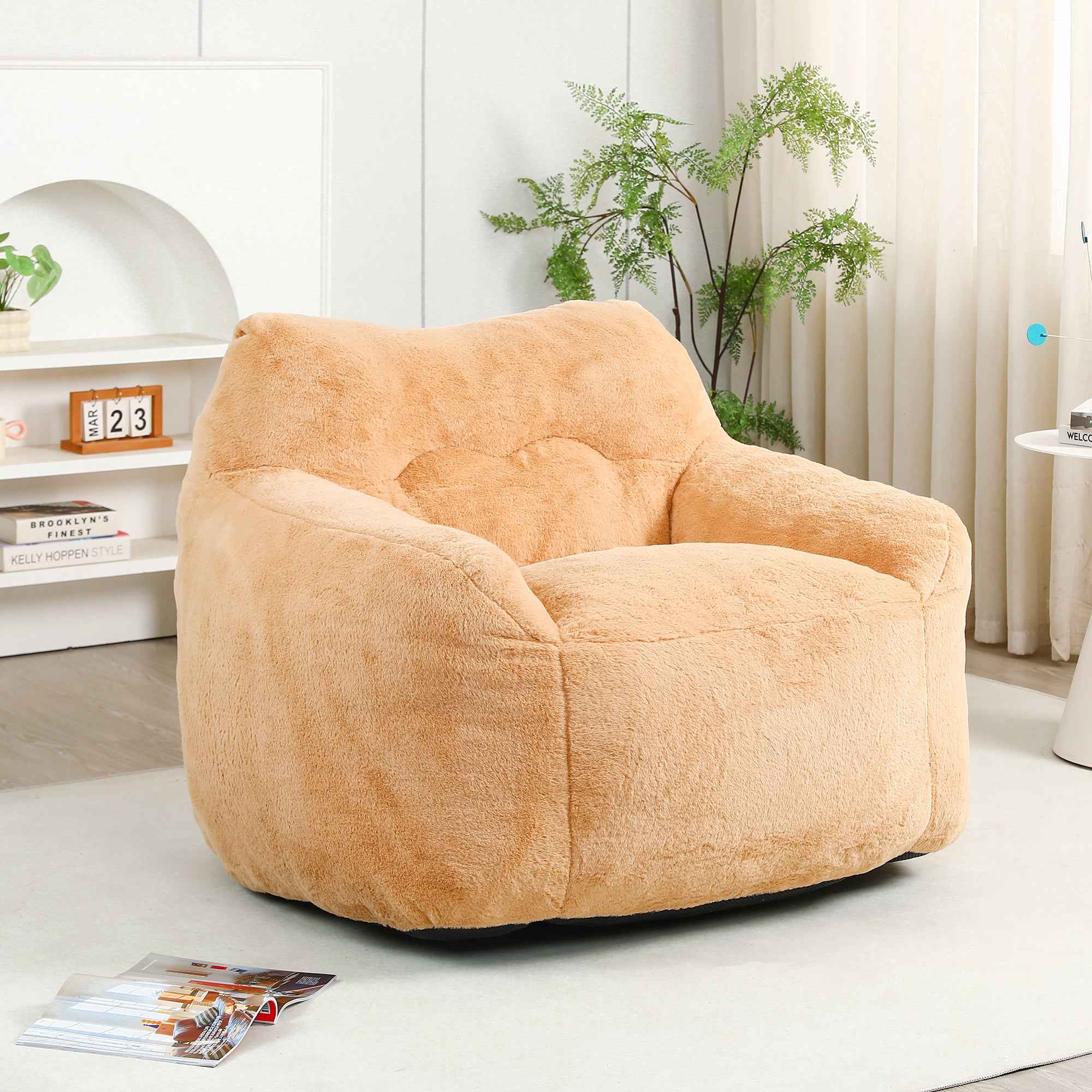 Beanbag Chair, Beanbag Sofa Chair with Armrests Stuffed High-Density Foam, Lazy Sofa Comfy Chairs Beanbag Chair for Adults in Living Room, Bedroom Reading