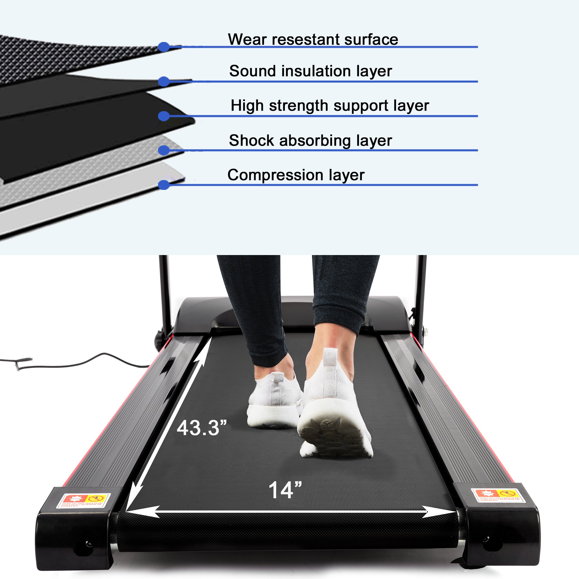 Folding Treadmill with Incline 2.5HP 12KM/H Electric Treadmill for Home Foldable, Bluetooth Music Cup Holder Heart Rate Sensor Walking Running Machine for Indoor Home Gym Exercise Fitness