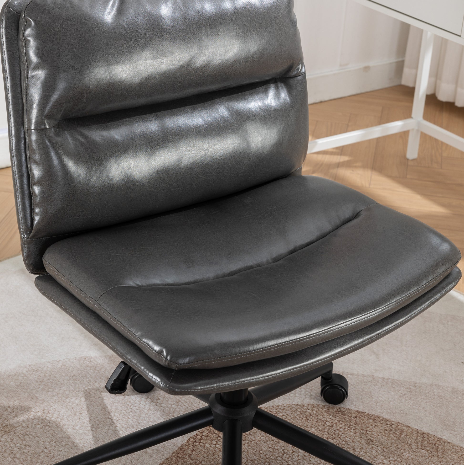 Bizerte Adjustable Swivel Criss-Cross Chair, Wide Seat/ Office Chair /Vanity Chair, Gray - Abrihome