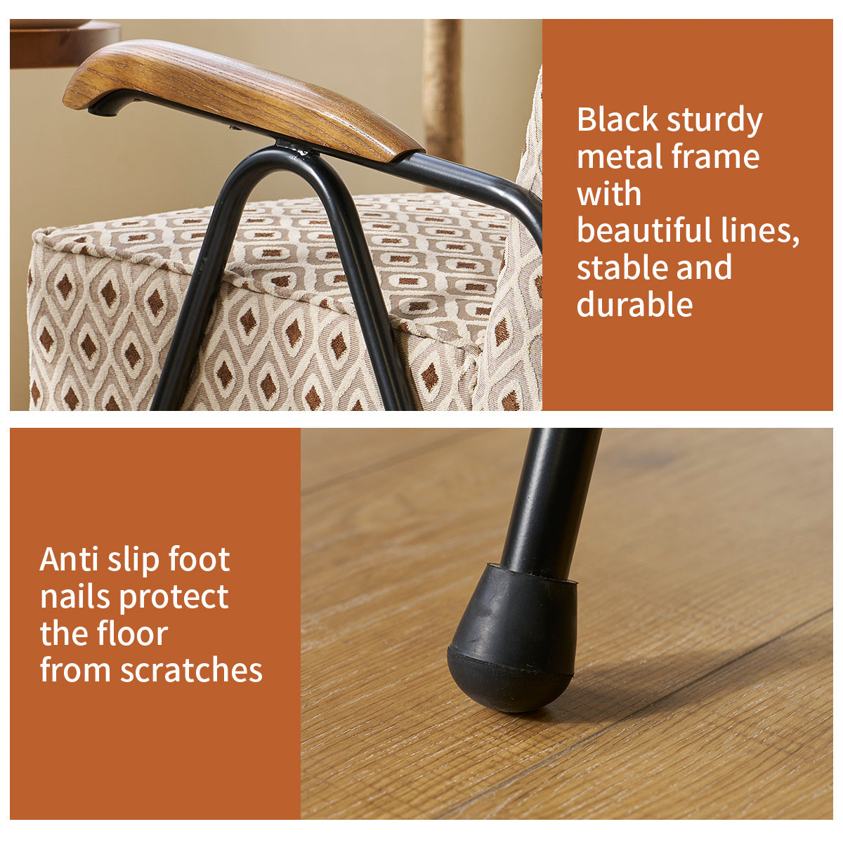 Pattern Colorful Fabric Armchair, Modern Accent Chair High Back, Living Room Chairs with Metal Legs and Soft Padded, Sofa Chairs for Home Office,Bedroom,Dining Room - Abrihome