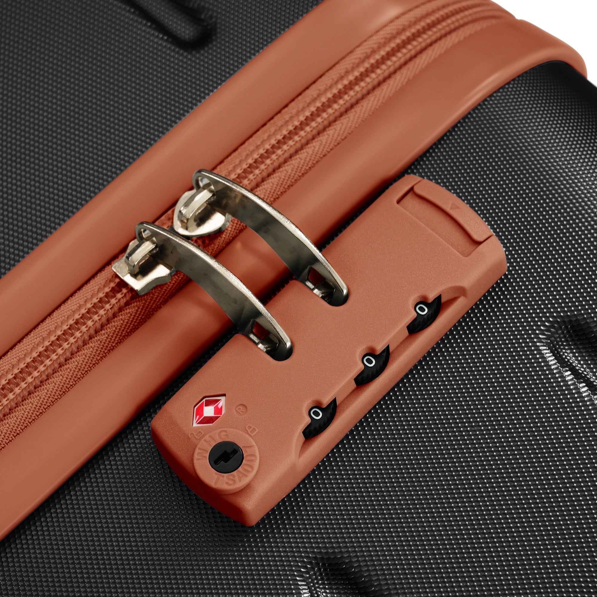 Premium ABS Travel Luggage Set , 3-Piece TSA Lock Suitcase Ensemble with 20, 24, and 28 Inch Sizes with 360° Spinner Wheels, black and brown