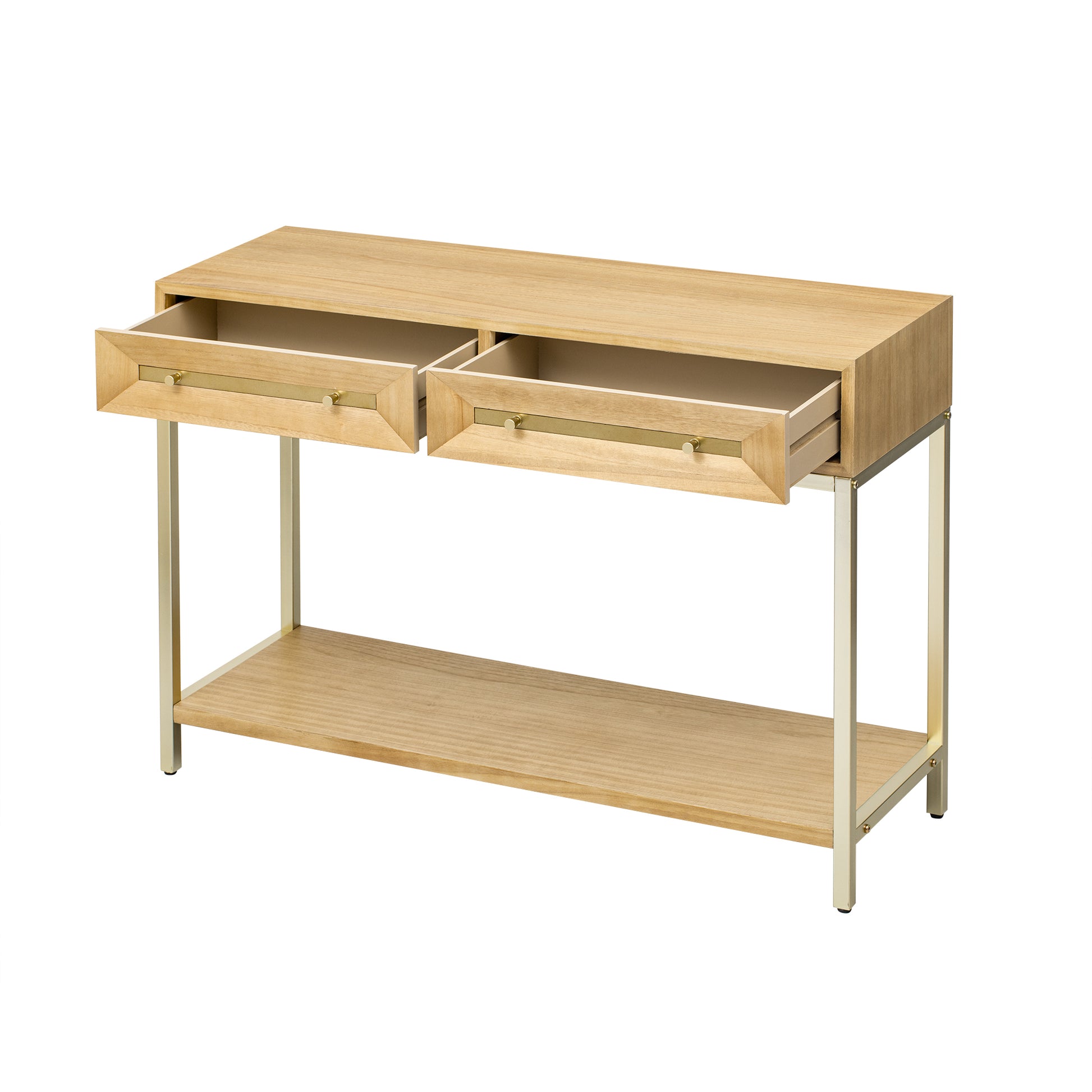 TREXM Entryway Table, Console Table with Two Drawers, Retro Hallway Table with Striking Geometric Design for Entryway and Living Room (Natural) - Abrihome