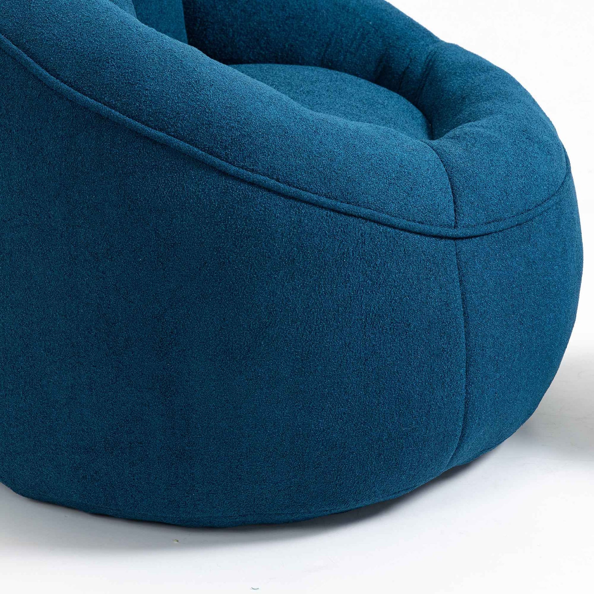 Bedding Bean Bag Sofa Chair with High-Pressure Foam and Footrest, Blue Microfiber