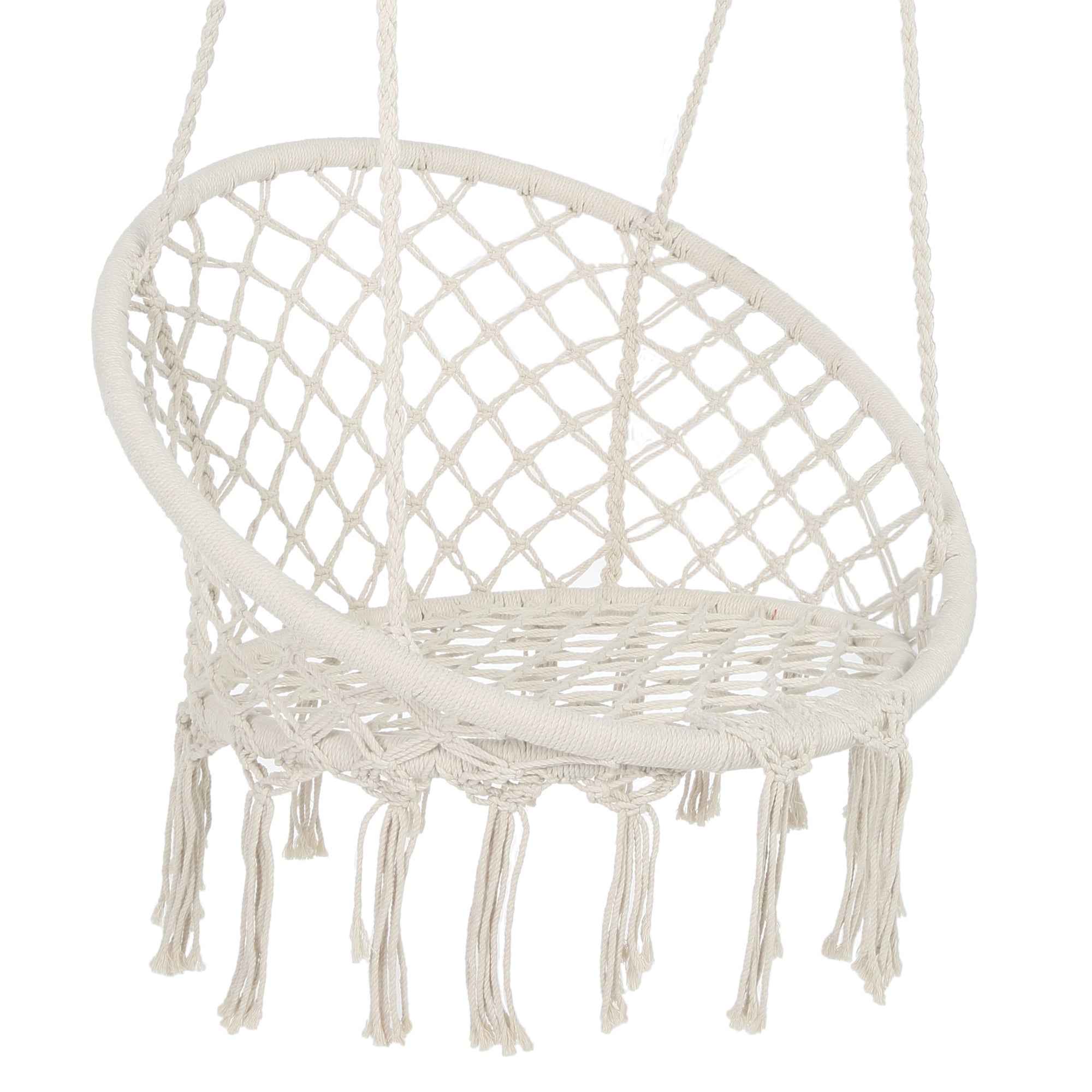 Macrame Hanging Hammock Chair, Cotton Rope Swing for Indoor and Outdoor Use, 330 lbs Capacity