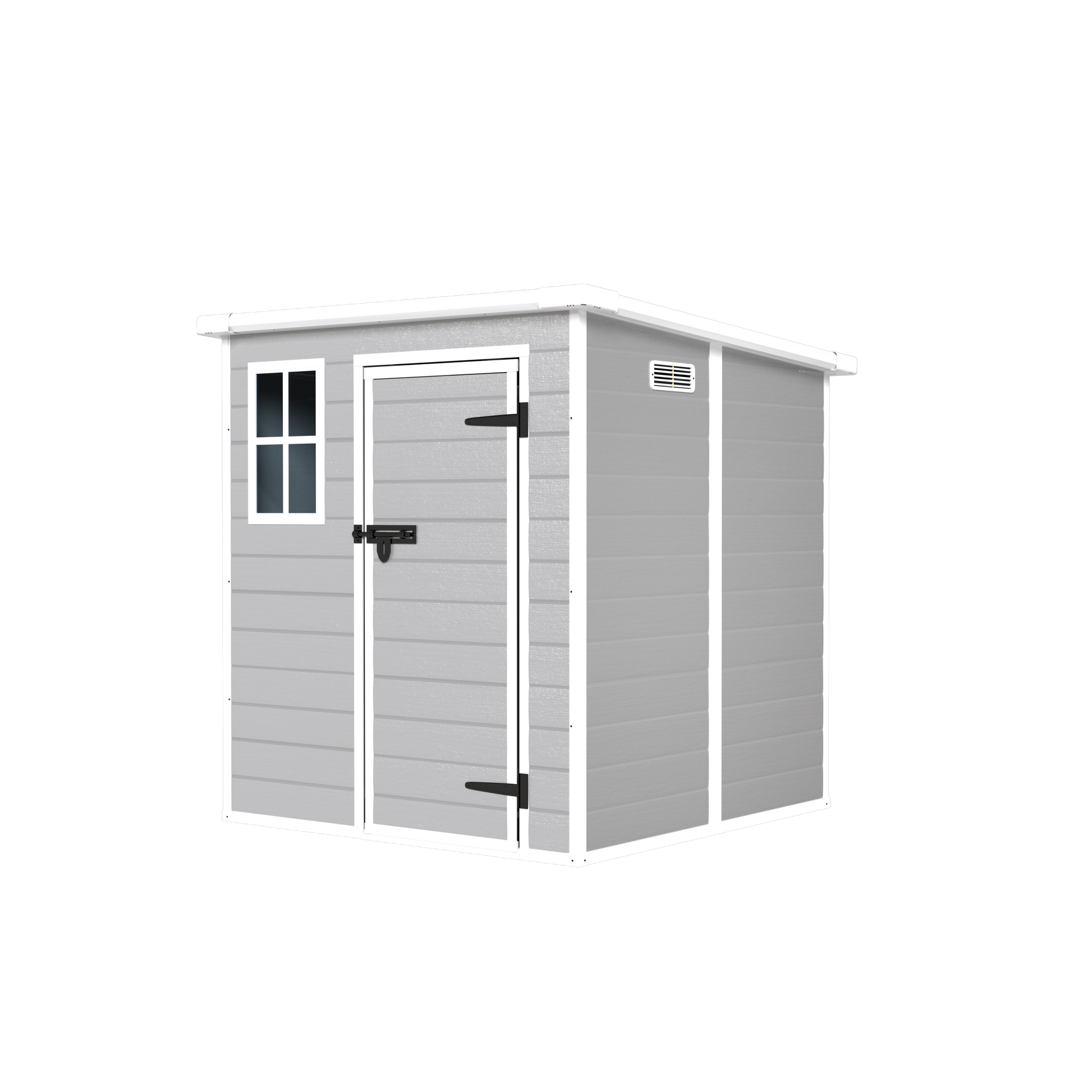 6x6 FT Storage Shed, Waterproof Resin Outdoor Storage Shed with Floor & Window &  Lockable Doors and  Vents, Tool Shed for Bike, Garden, Backyard,Lawn, All Weather Use, Light Grey