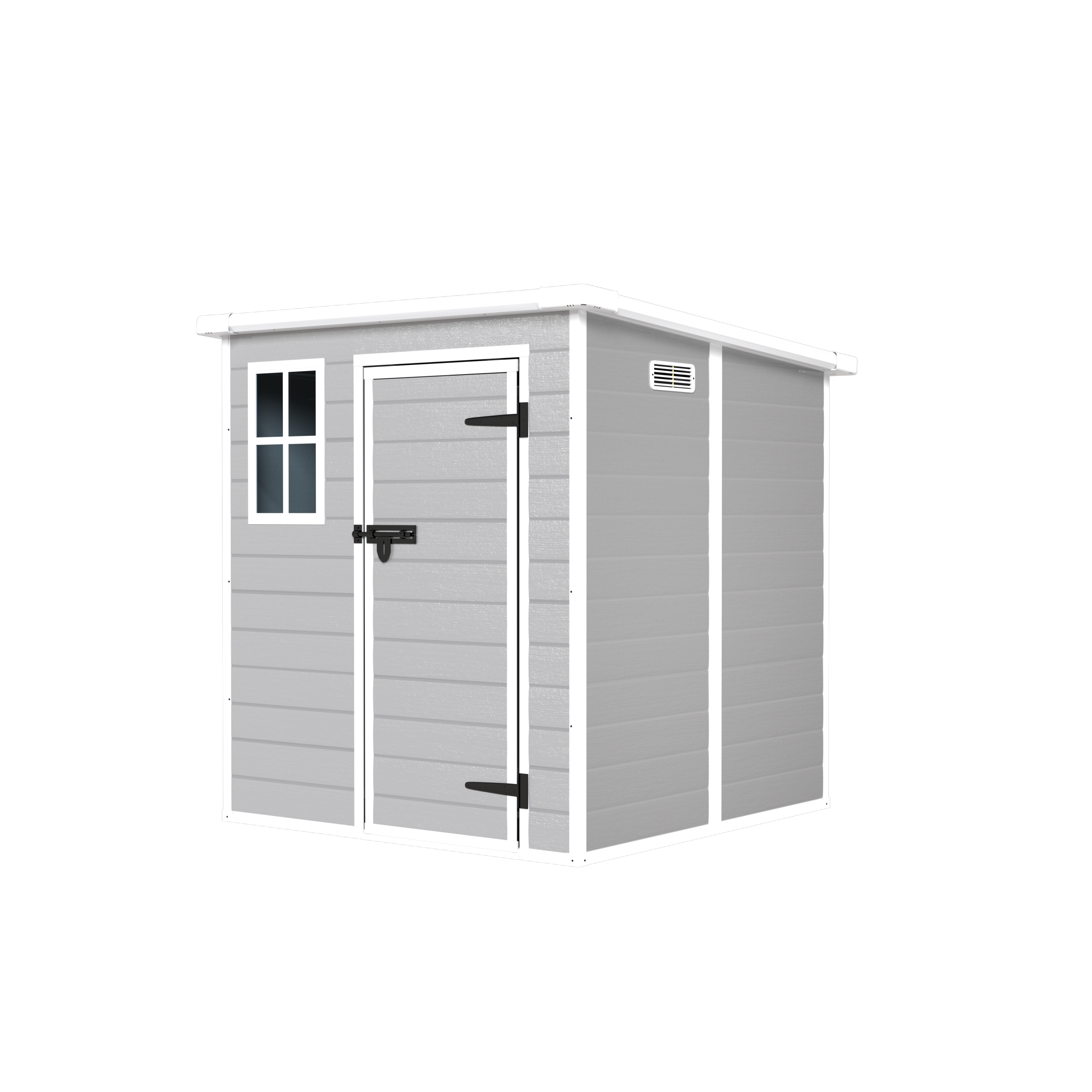 6x6 FT Storage Shed, Waterproof Resin Outdoor Storage Shed with Floor & Window &  Lockable Doors and  Vents, Tool Shed for Bike, Garden, Backyard,Lawn, All Weather Use, Light Grey