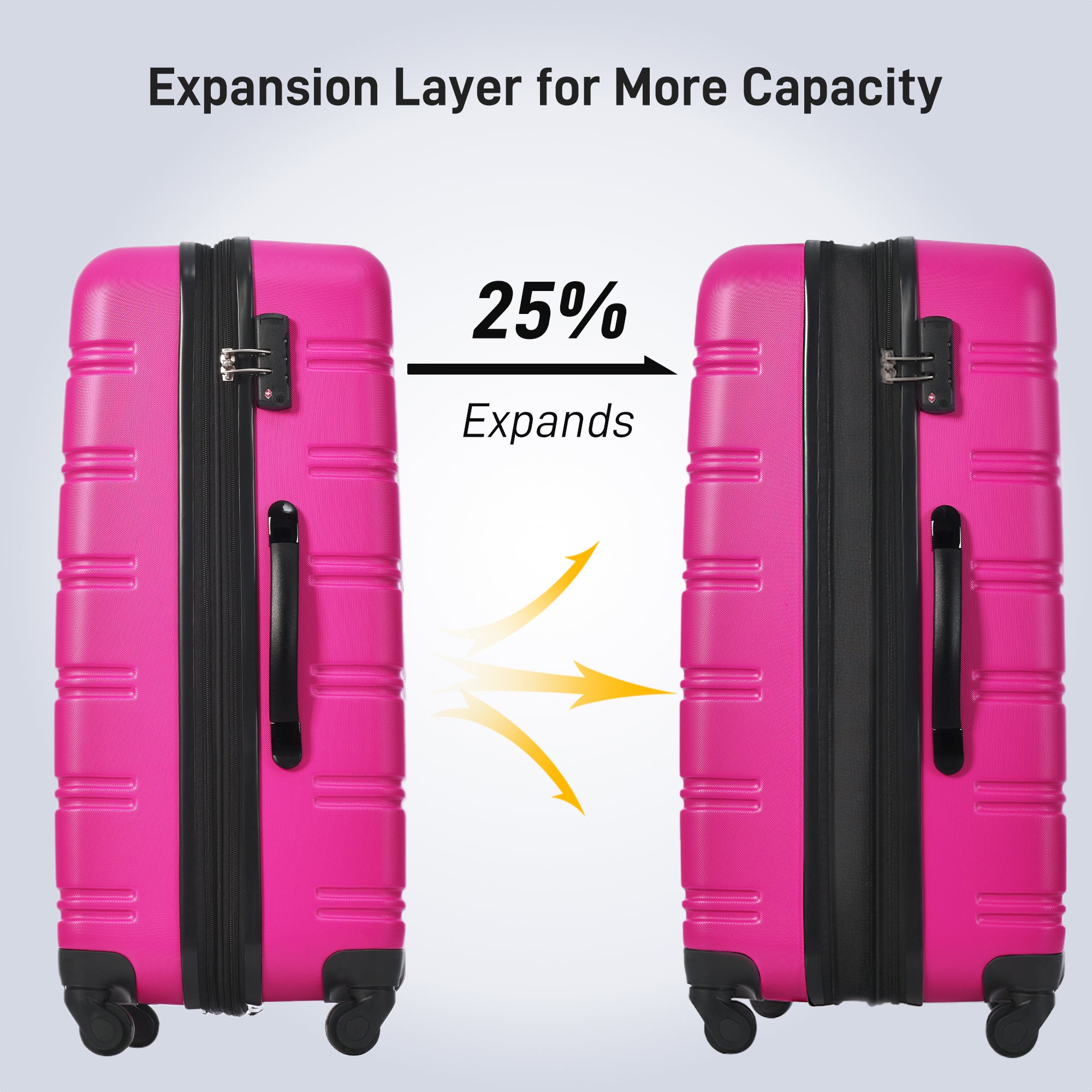 3 Piece Luggage Set Hardside Spinner Suitcase with TSA Lock 20" 24" 28" Available