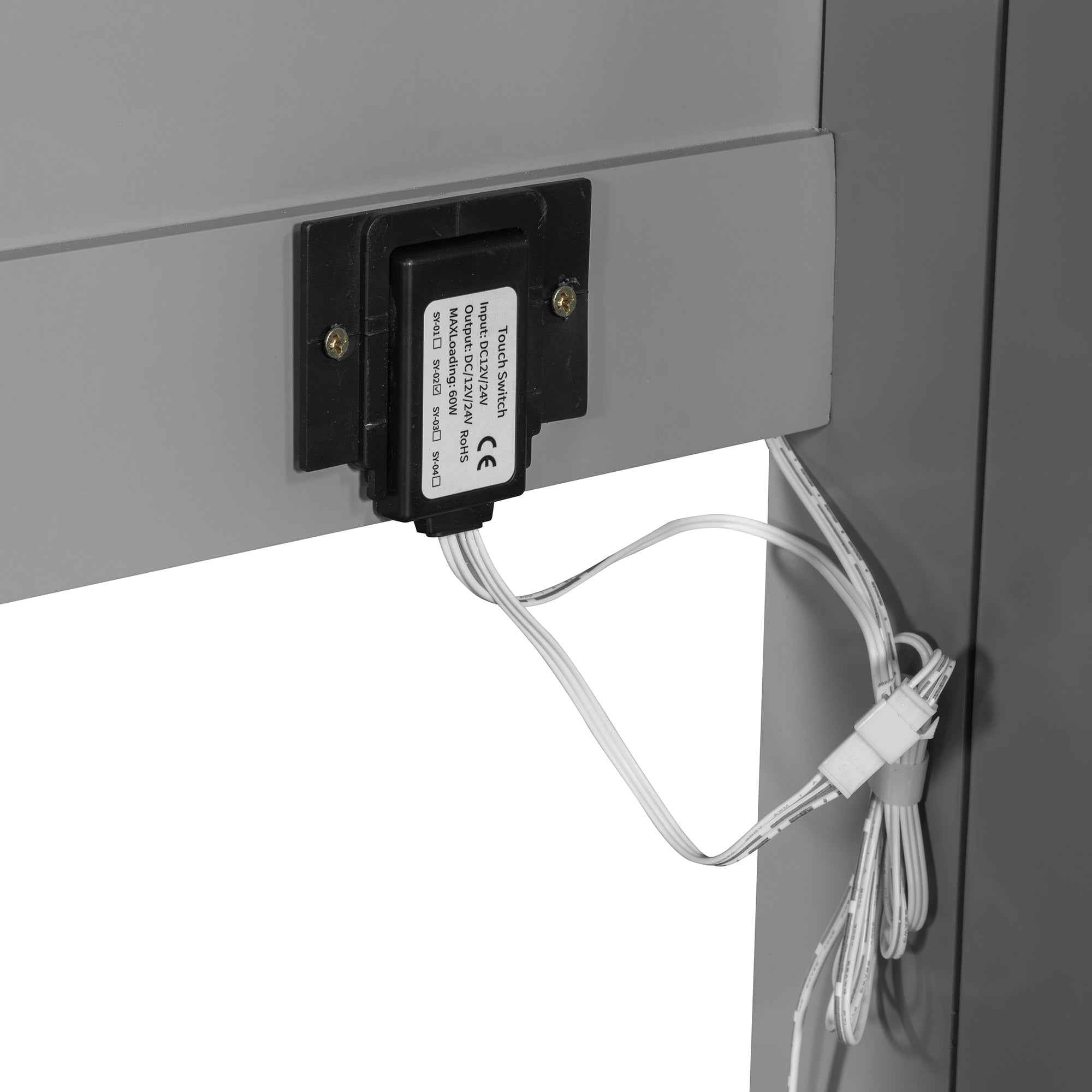 Queen Size Murphy Bed Wall Bed Modern design with LED Lights,Gray