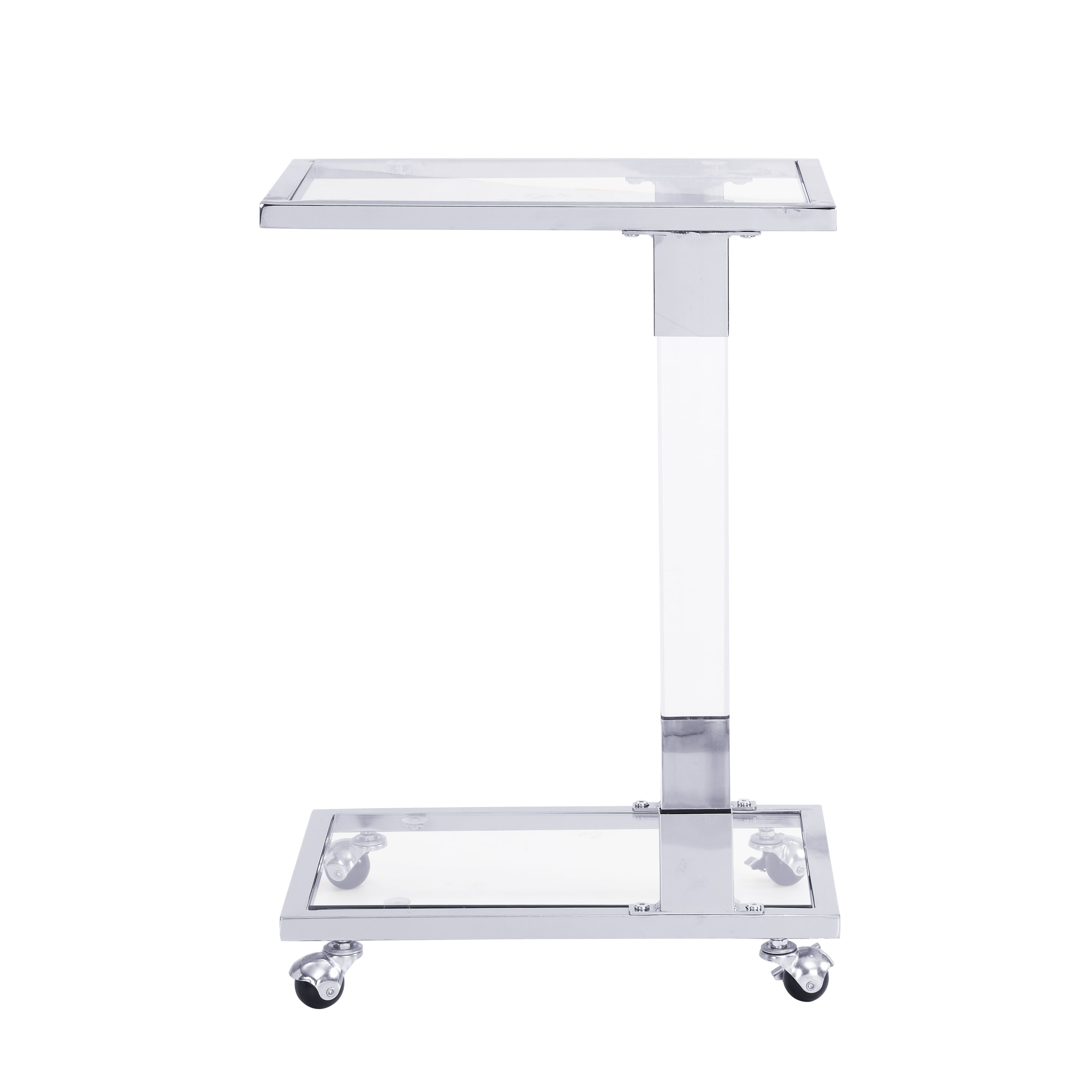 Modern Chrome Glass Side Table with Acrylic and Metal Base for Living Spaces