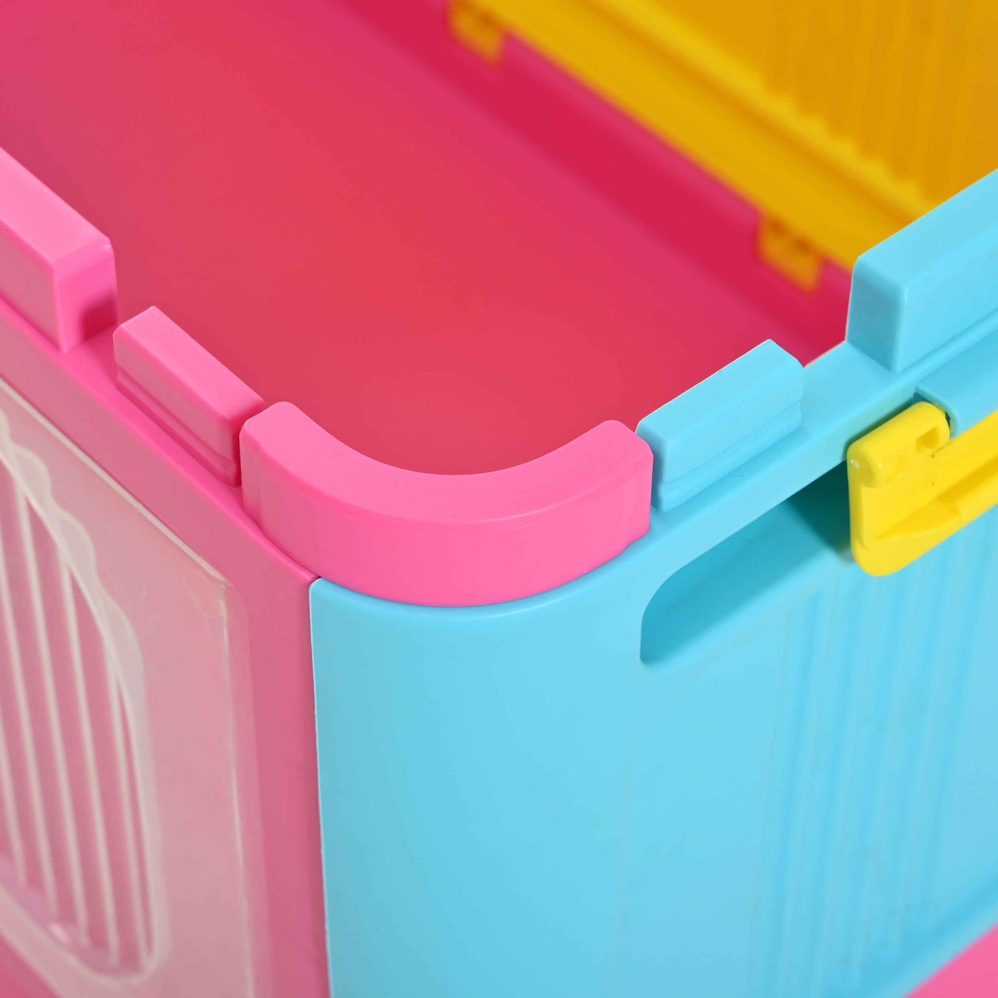 Happy Color, 20' Side Wide Folding Storage Cabinet ,4 Tiers,19.69'×11.81'×40.55',Collapsible Storage Bins with Magnetic Door, Plastic Storage Cabinet with Wheels