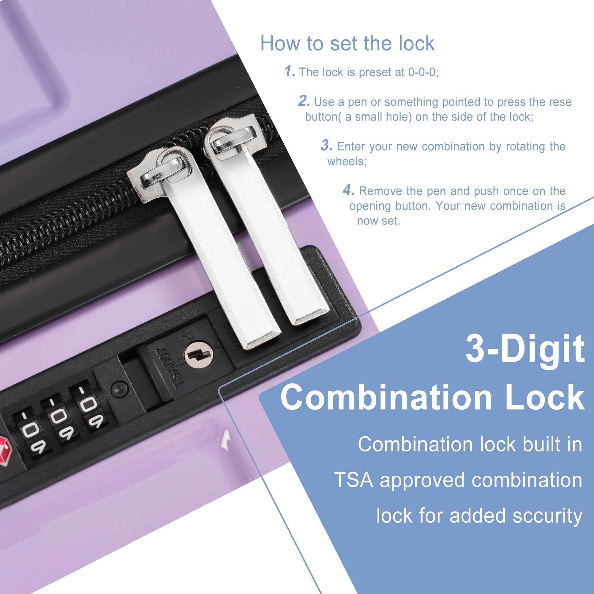 Luggage Sets 3 Piece Suitcase Set with Spinner Wheels, Built-in TSA Lock, Foldable Duffel Bag for Travel Men & Women,20inch 24inch