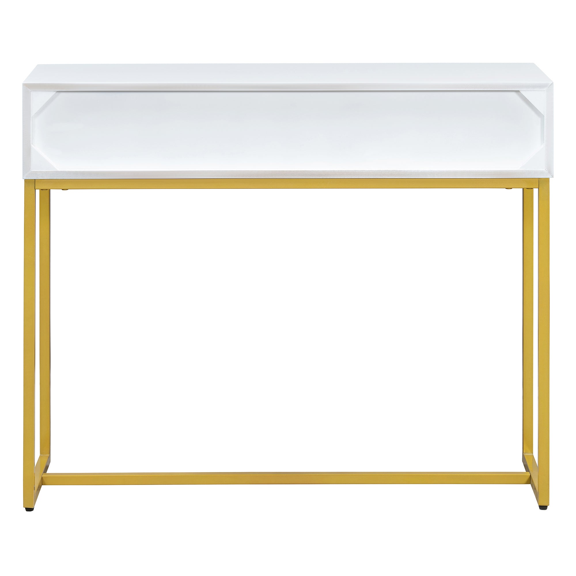 TREXM Modern Sleek Console Table Two Drawers with Stripe Design for Living Room and Entryway (White)