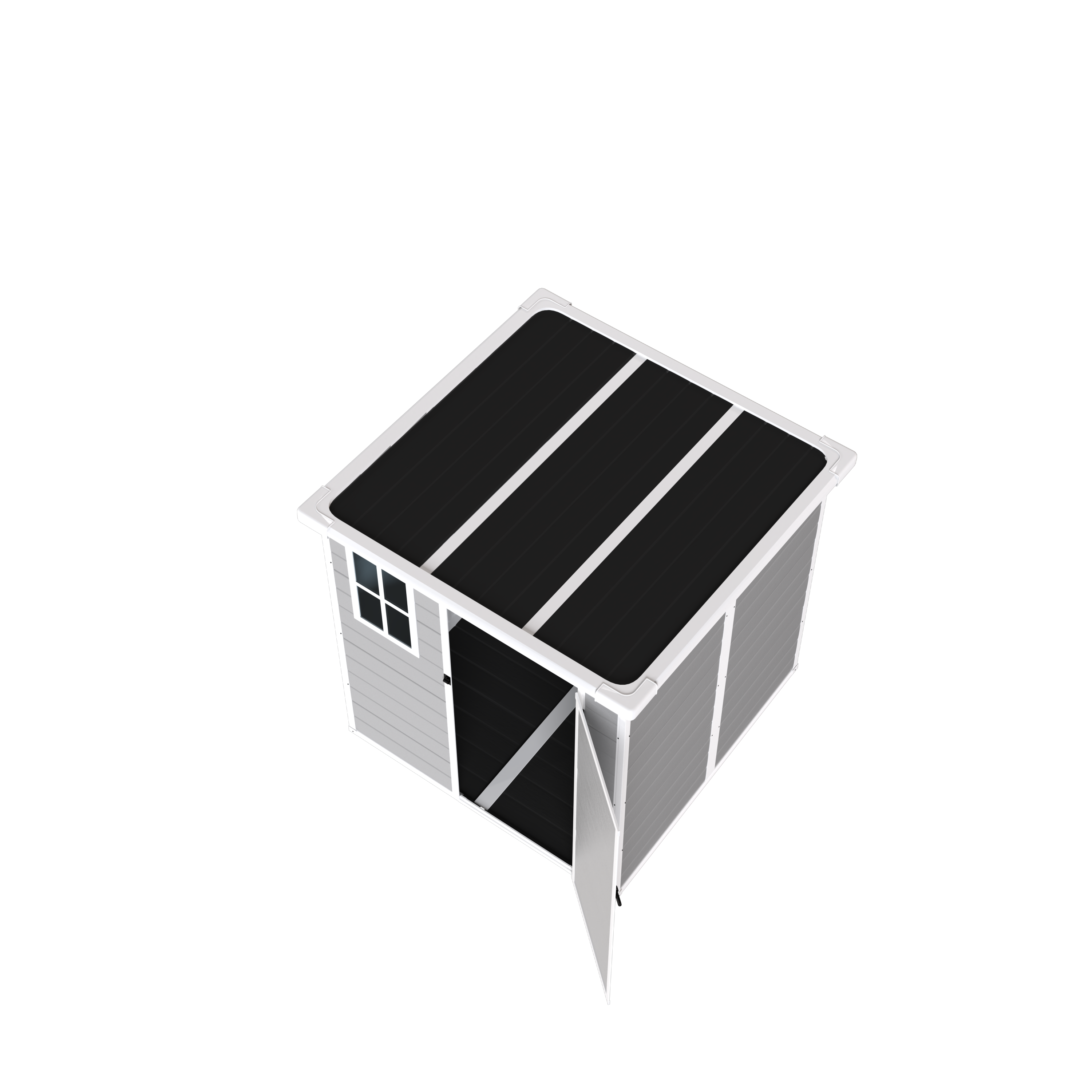 6x6 FT Storage Shed, Waterproof Resin Outdoor Storage Shed with Floor & Window &  Lockable Doors and  Vents, Tool Shed for Bike, Garden, Backyard,Lawn, All Weather Use, Light Grey