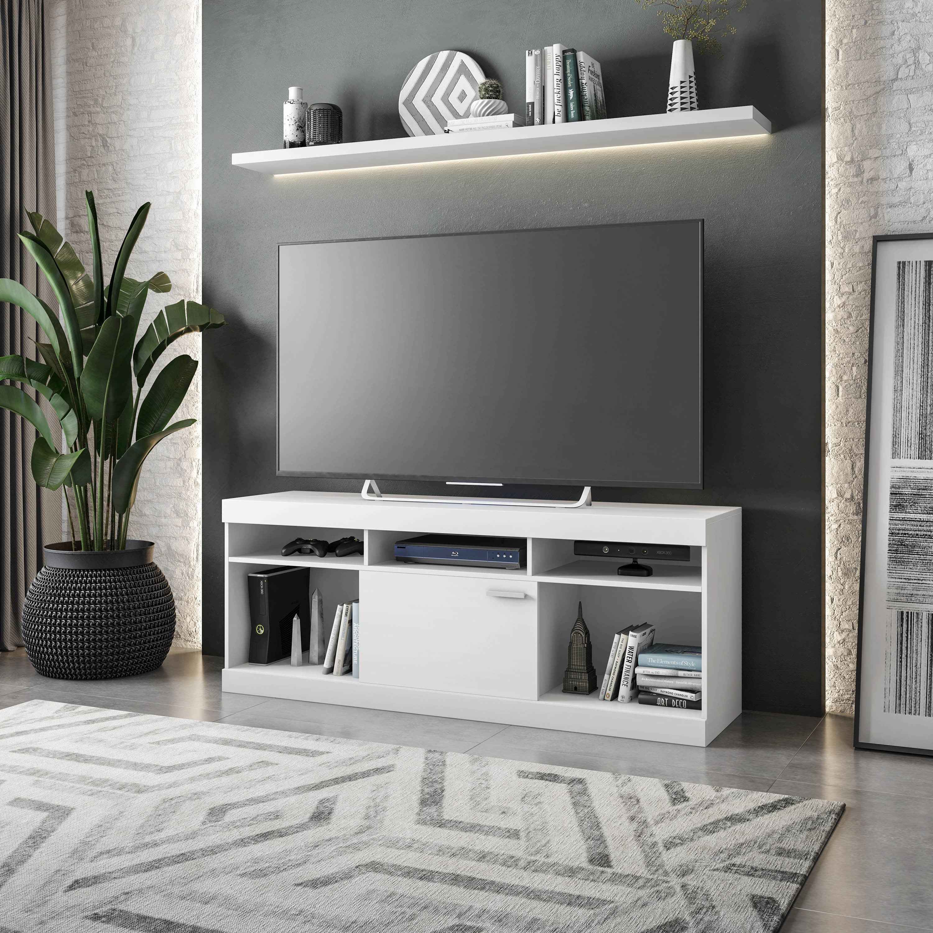Entertainment Stand for TVs Up to 65', White
