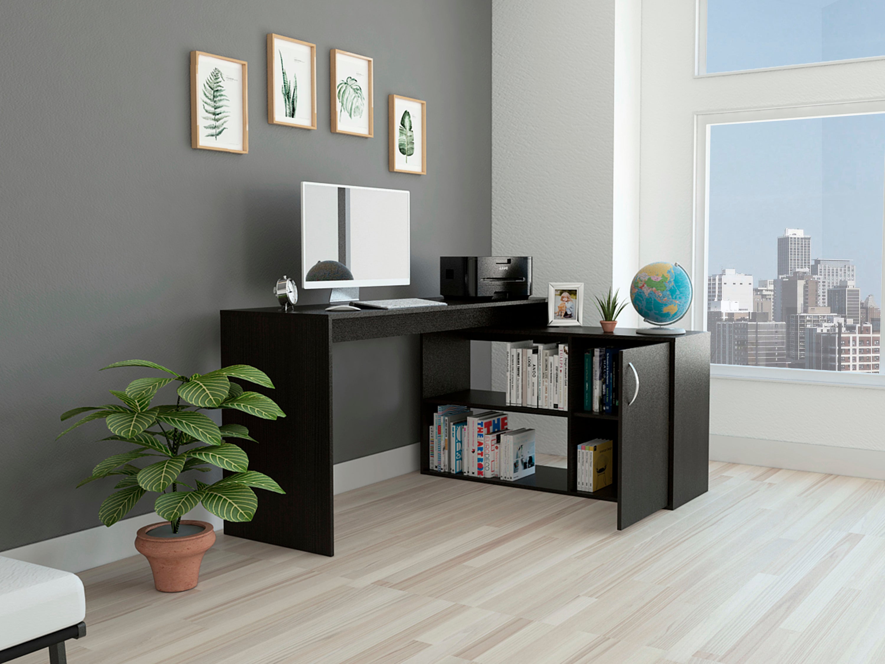 L-Shaped Desk Desti, Office, Black