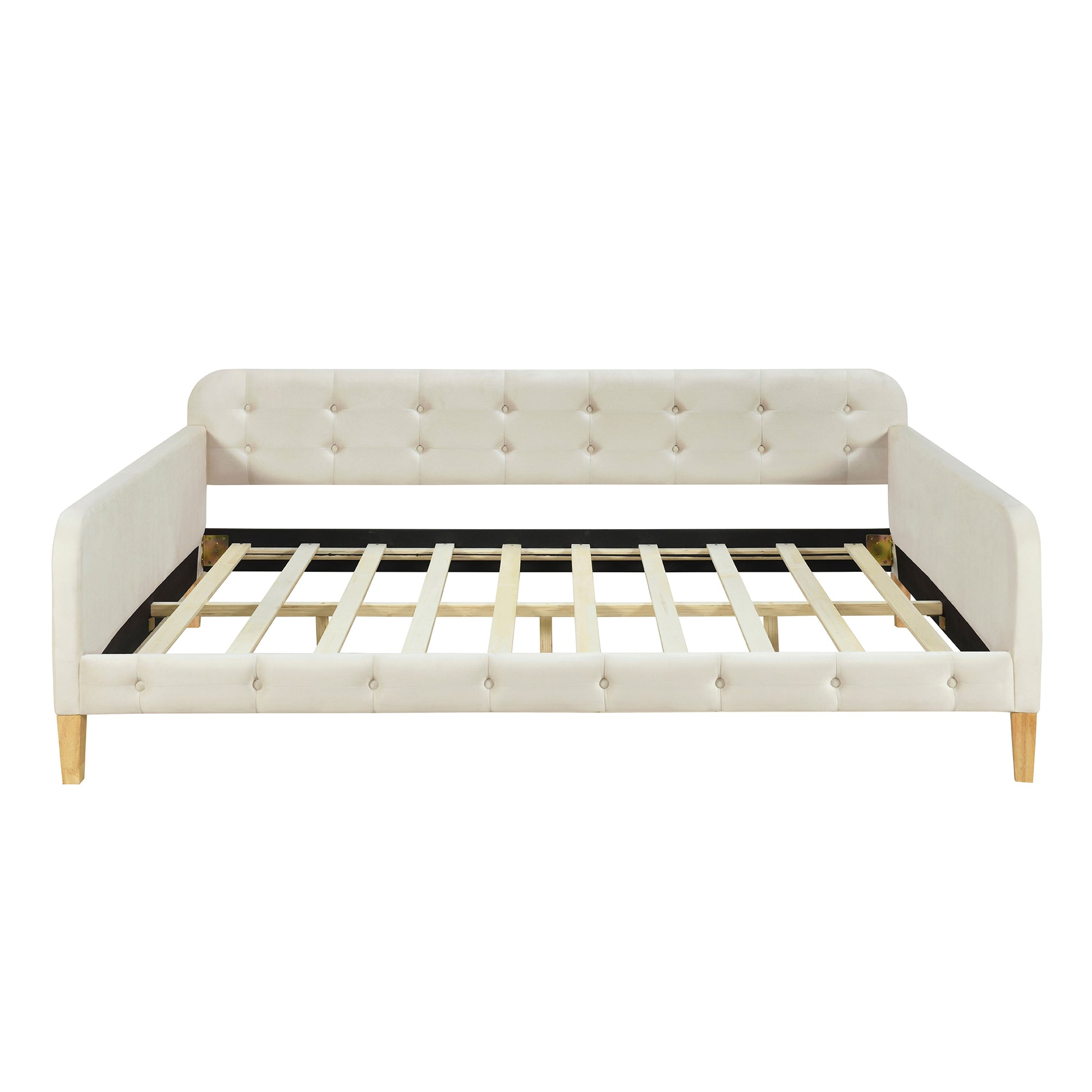 Full Size Upholstered Daybed with 4 Support Legs,White - Abrihome