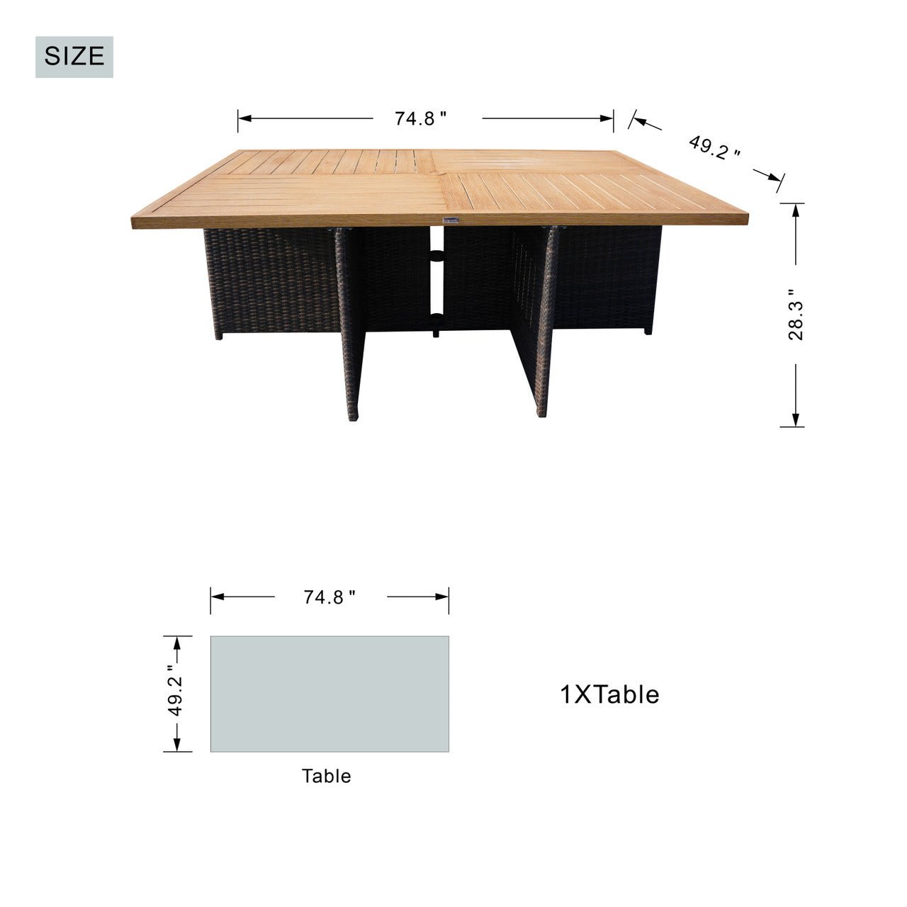 Carmel 6 - Seater Outdoor Dining Set - Rectangular Dining Table (PAD - 3234TA) - Direct Wicker
