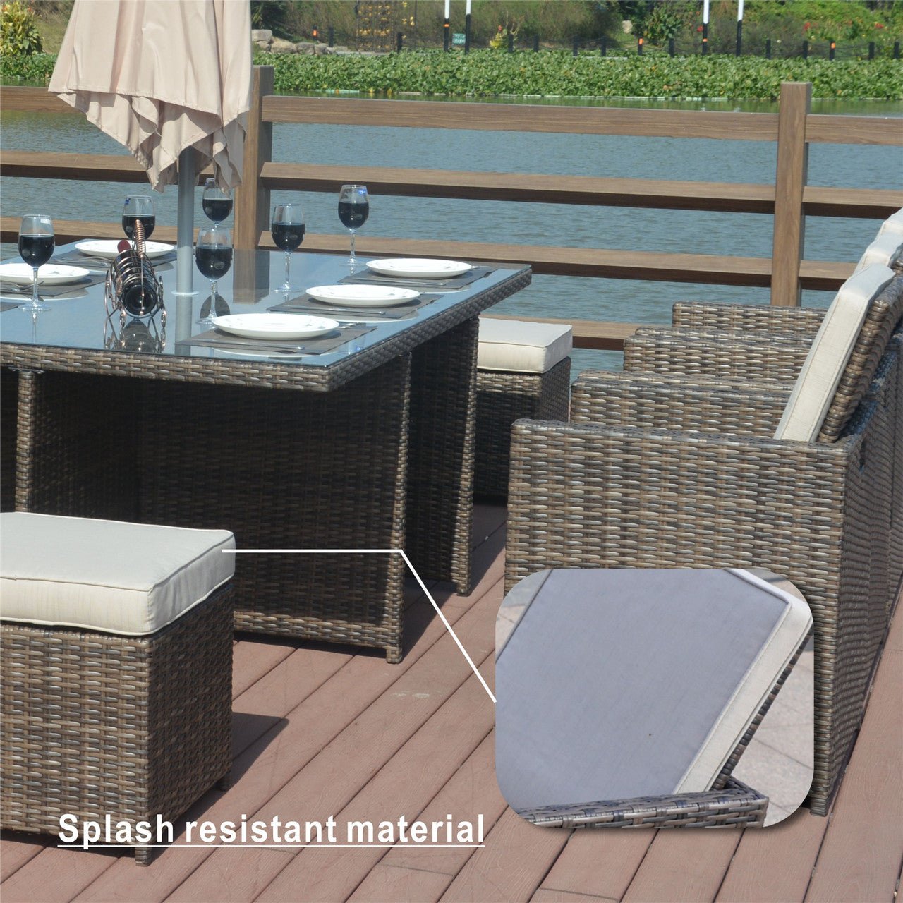 Carmel 6 - Seater Outdoor Dining Set - Rectangular Dining Table (PAD - 3234TA) - Direct Wicker