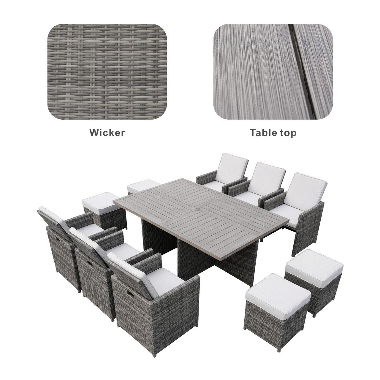 Carmel 6 - Seater Outdoor Dining Set - Rectangular Dining Table (PAD - 3234TA) - Direct Wicker